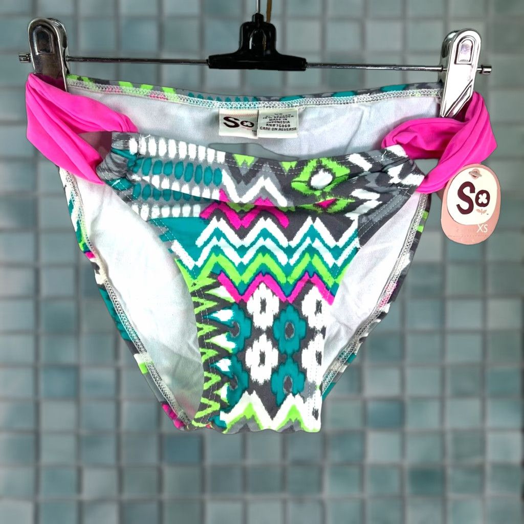 Pinko SO Bikini Bottom XS Women’s Swimwear Hipster Floral Pink Green Beach Size 26" / US 2 / IT 38 - 1 Thumbnail