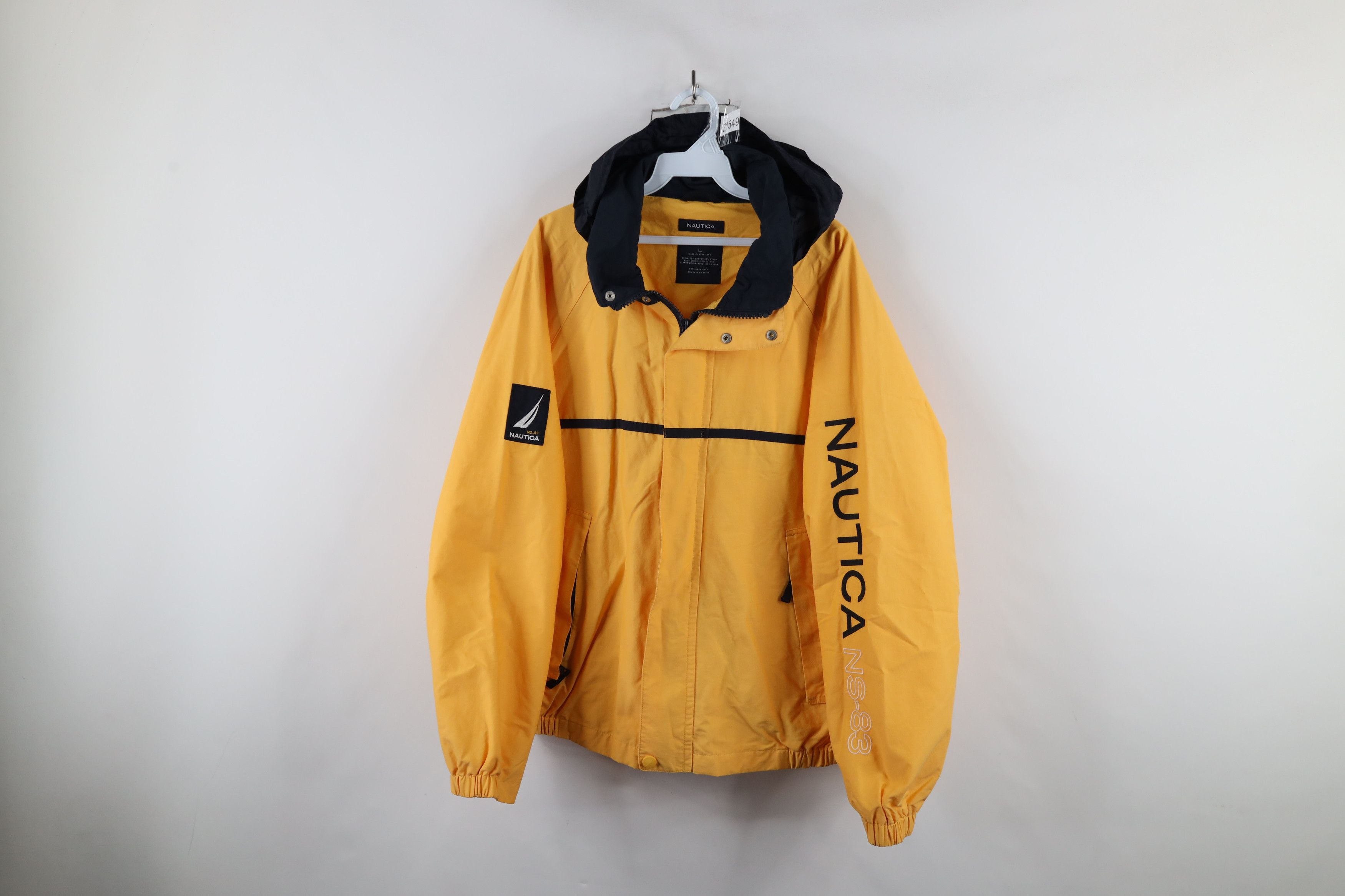 Nautica × Vintage Vintage 90s Nautica Sailing Hooded Windbreaker Jacket Yellow Size US L / EU 52-54 / 3 - 1 Thumbnail