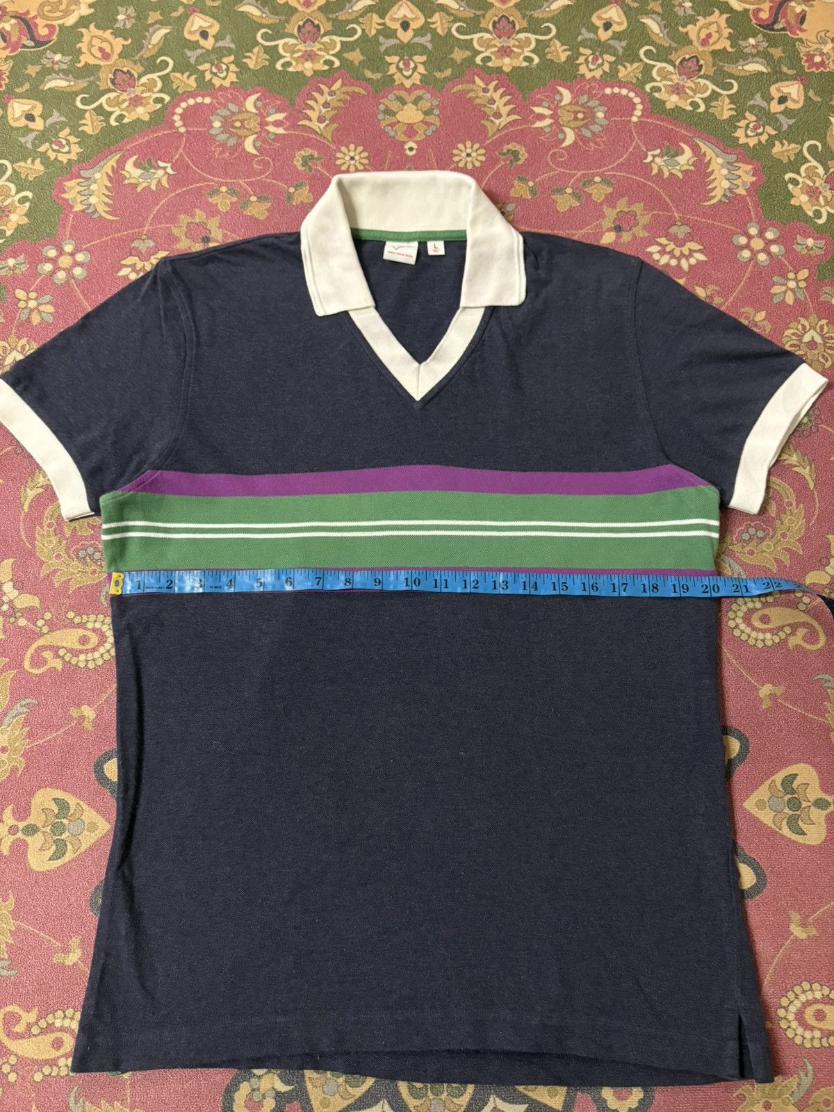 Michael Bastian Michael Bastian X UNIQLO Striped Vneck Polo Tee Size US M / EU 48-50 / 2 - 8 Thumbnail