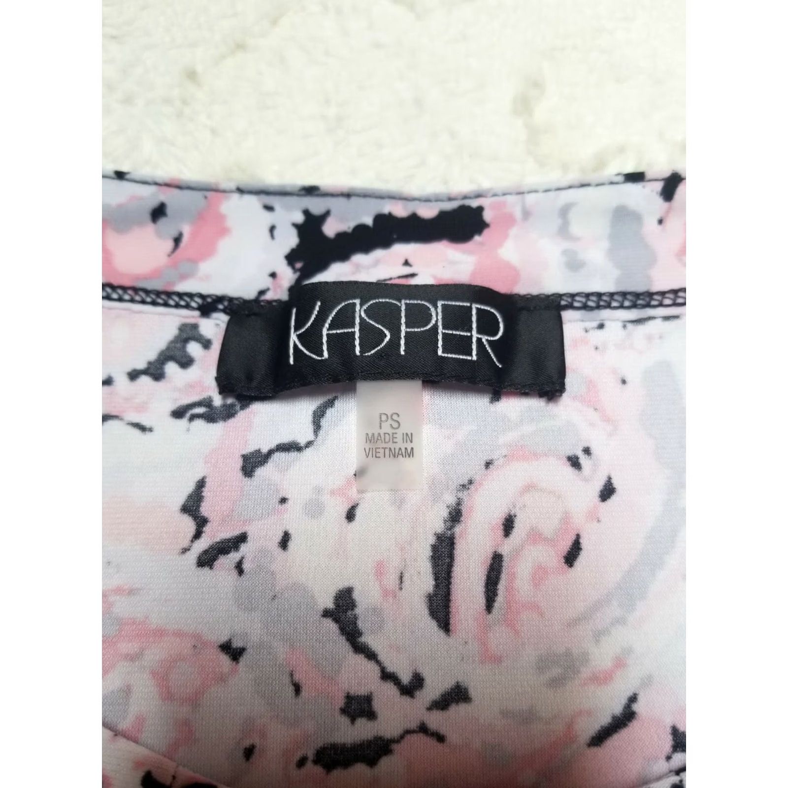 Kasper Kasper Womens Small Petite Sleeveless Pleat Neck Paisley Knit Cami/Tank Top Pink Size S / US 4 / IT 40 - 3 Thumbnail
