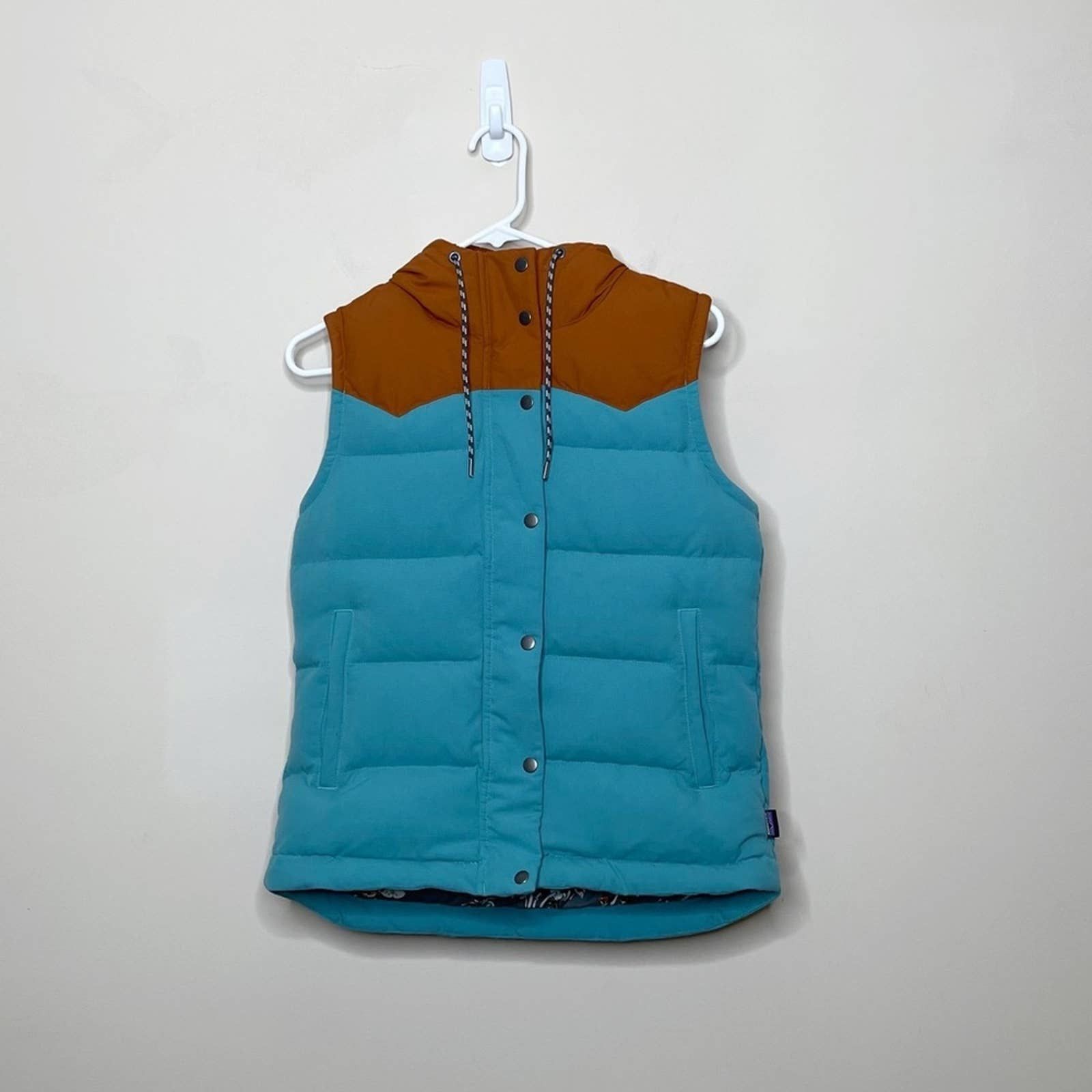 image of Patagonia Bivy Vest Mogul Blue Sisu Brown Womens Small