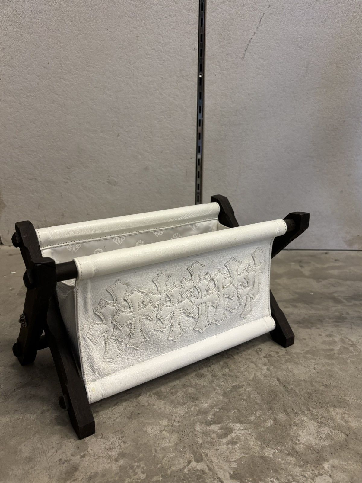 Chrome Hearts Ebony Wood & white leather rack with full cross patches Size ONE SIZE - 2 Thumbnail