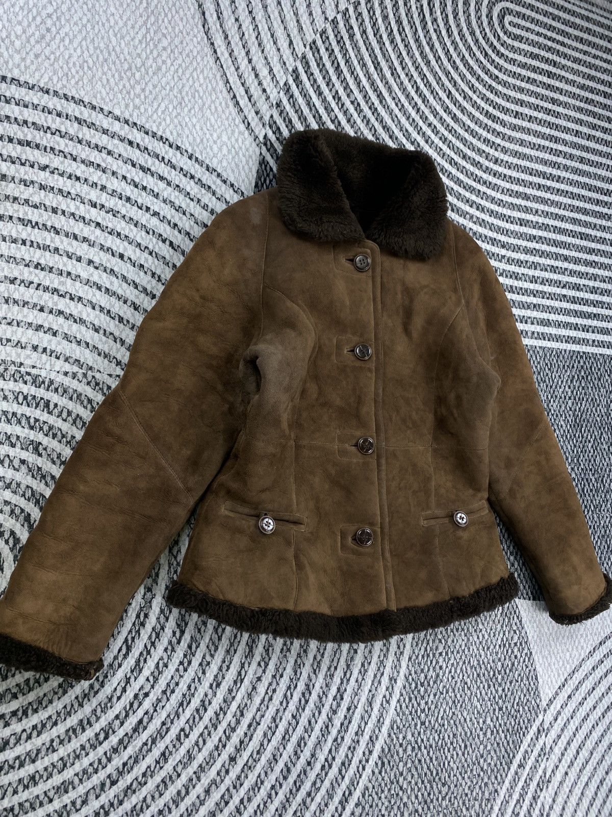Vintage Vintage Japanese Fashion Collar Sherpa Brown Leather Jacket Size US M / EU 48-50 / 2 - 3 Thumbnail