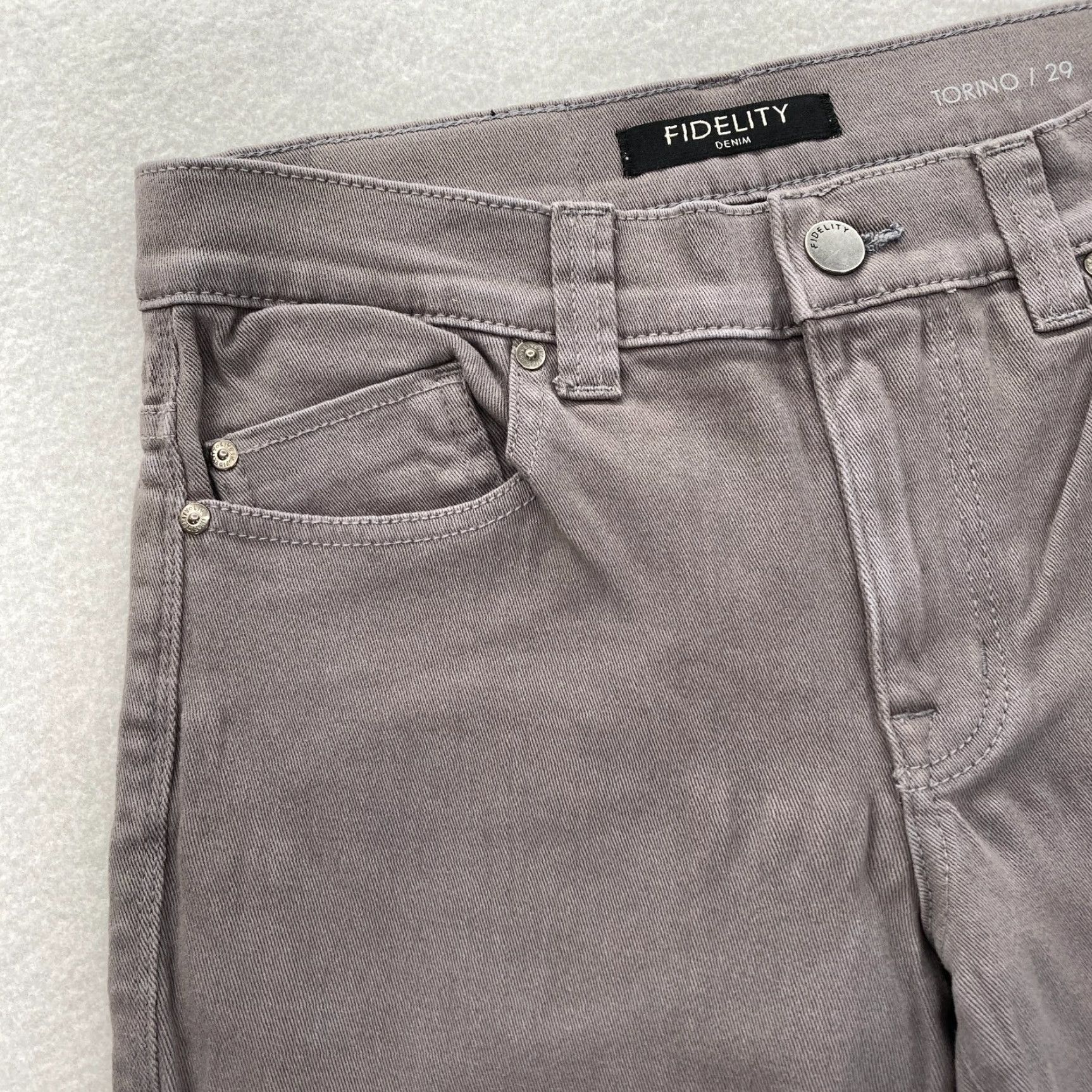 Vintage Fidelity Denim Torino Jeans Mens 29x34 Slim Fit Charcoal Gray Stretch Denim NWT Size US 29 - 3 Thumbnail