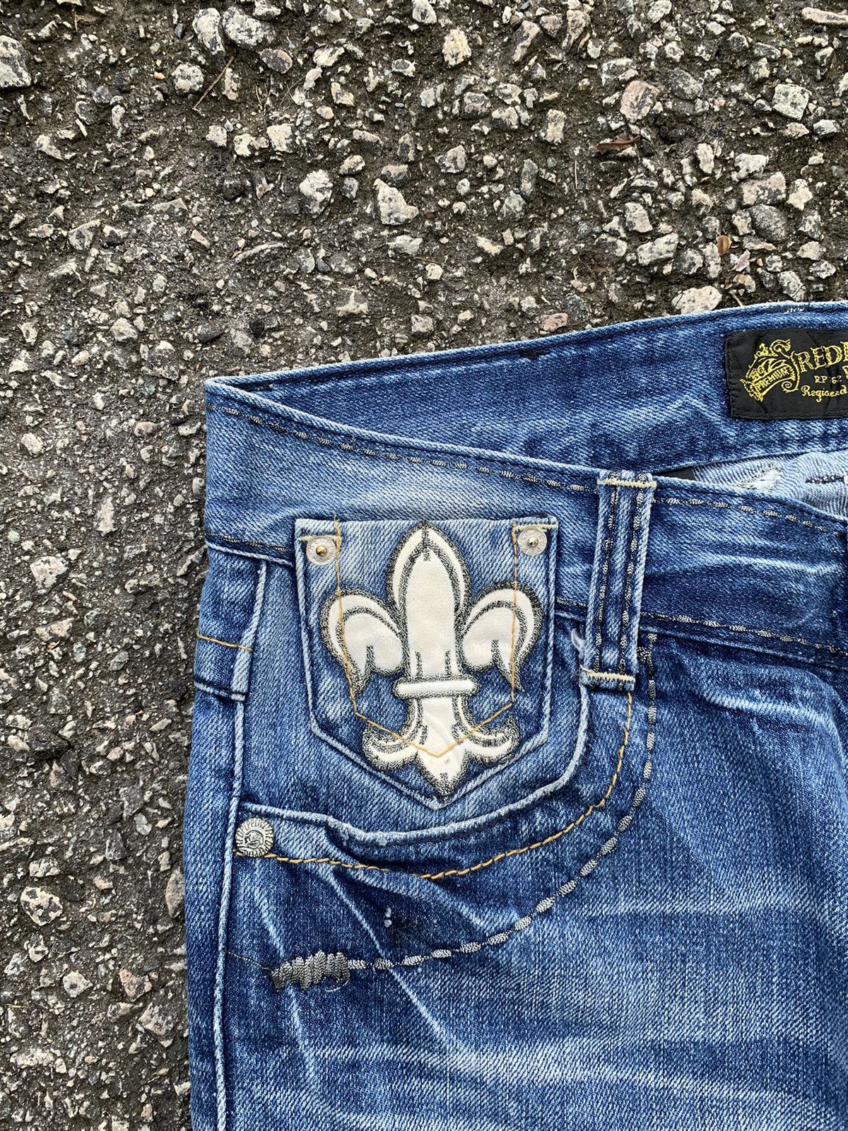 If Six Was Nine × Le Grande Bleu (L.G.B.) RED PEPPER JAPANES FADED & RUSTY PUNK STYLE DISTRESSED DENIM Size US 34 / EU 50 - 9 Thumbnail