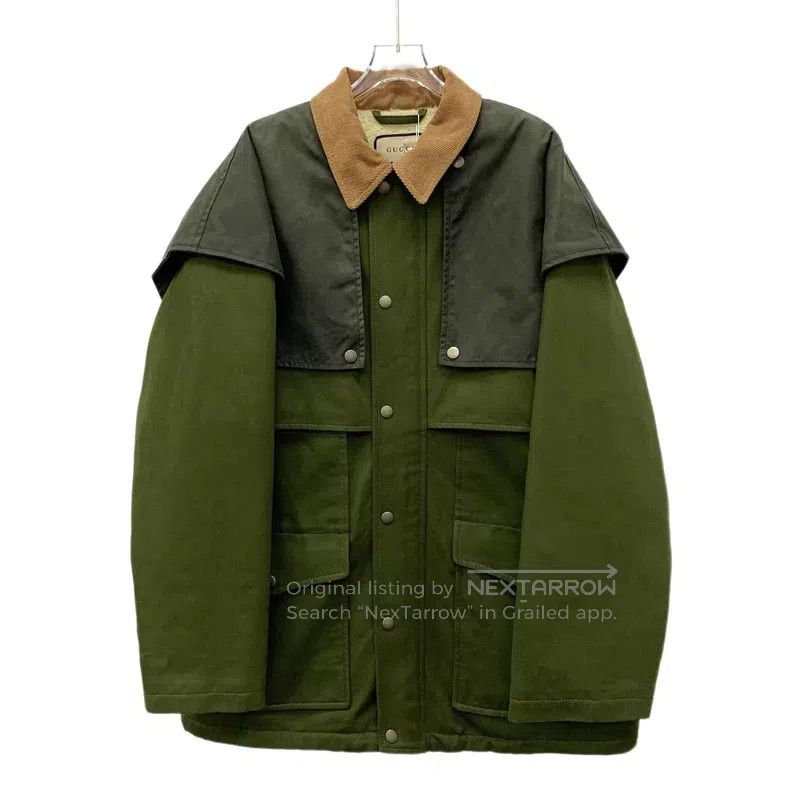 Gucci Gucci Army green logo cotton lapel single-breasted long-sl Size US L / EU 52-54 / 3 - 1 Thumbnail