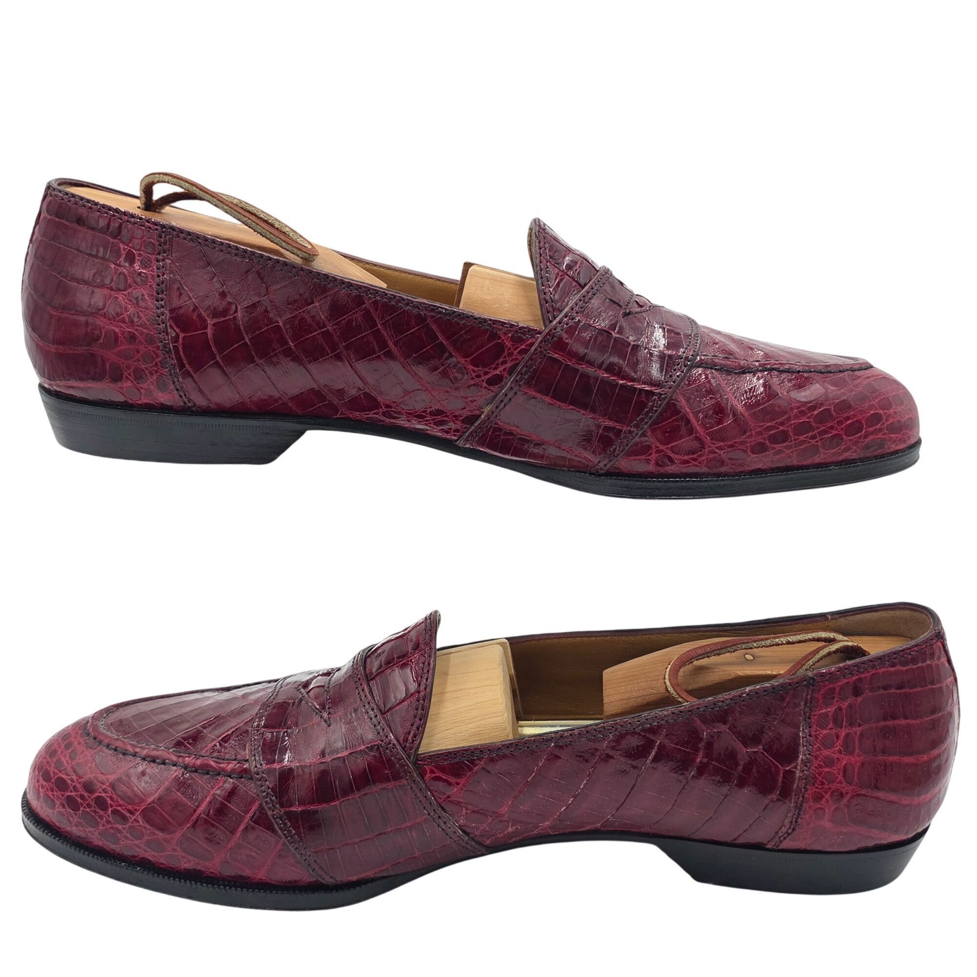 David Eden Vintage Crocodile Burgundy David Eden Exotic Italy Loafers Size US 11 / EU 44 - 6 Thumbnail