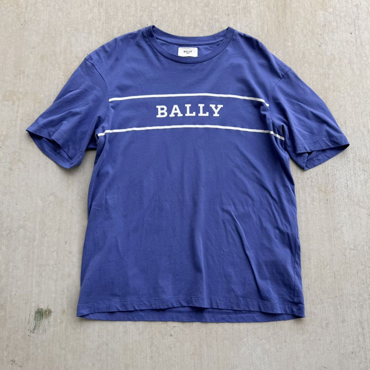 Bally Bally T Shirt Men Size 38 Blue Crew Neck Spell Out Cotton Size US L / EU 52-54 / 3 - 1 Thumbnail