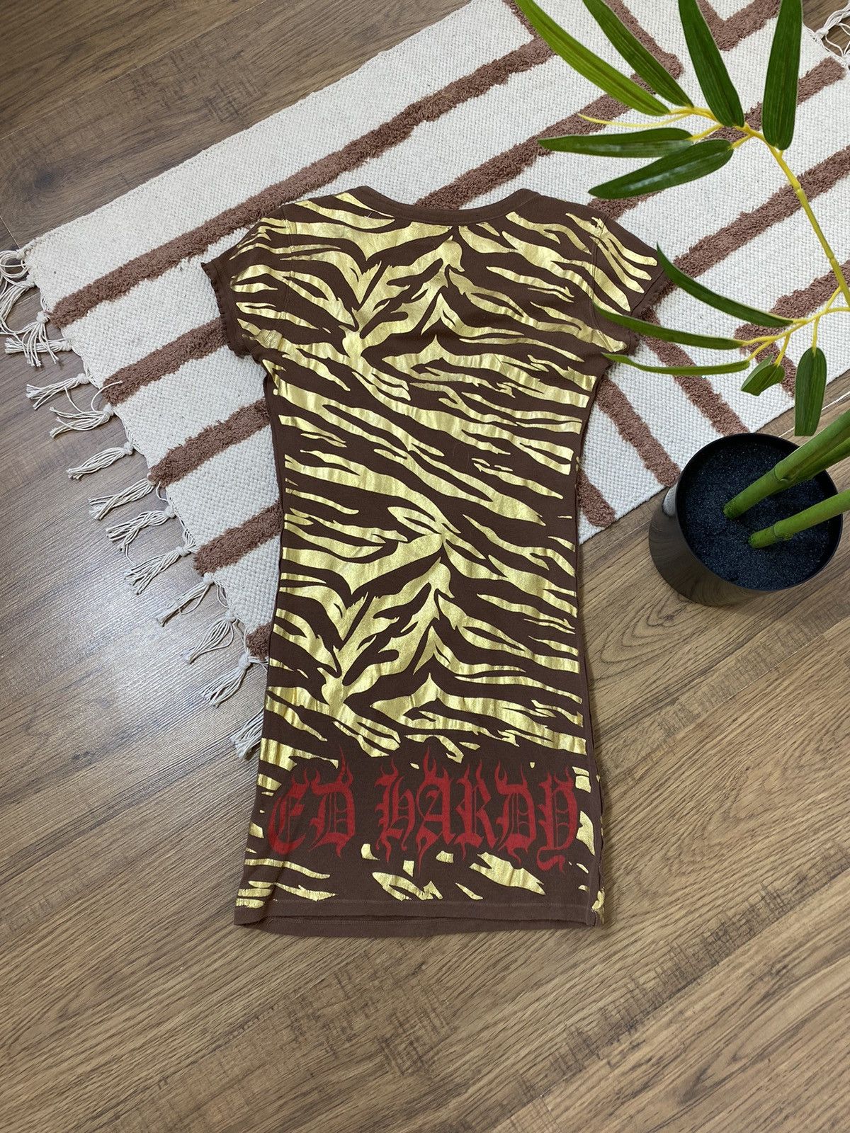brown ed hardy dress Flowy Long Sleeves Cameo Brown V-neck Plus Size Prom Dress main image 1