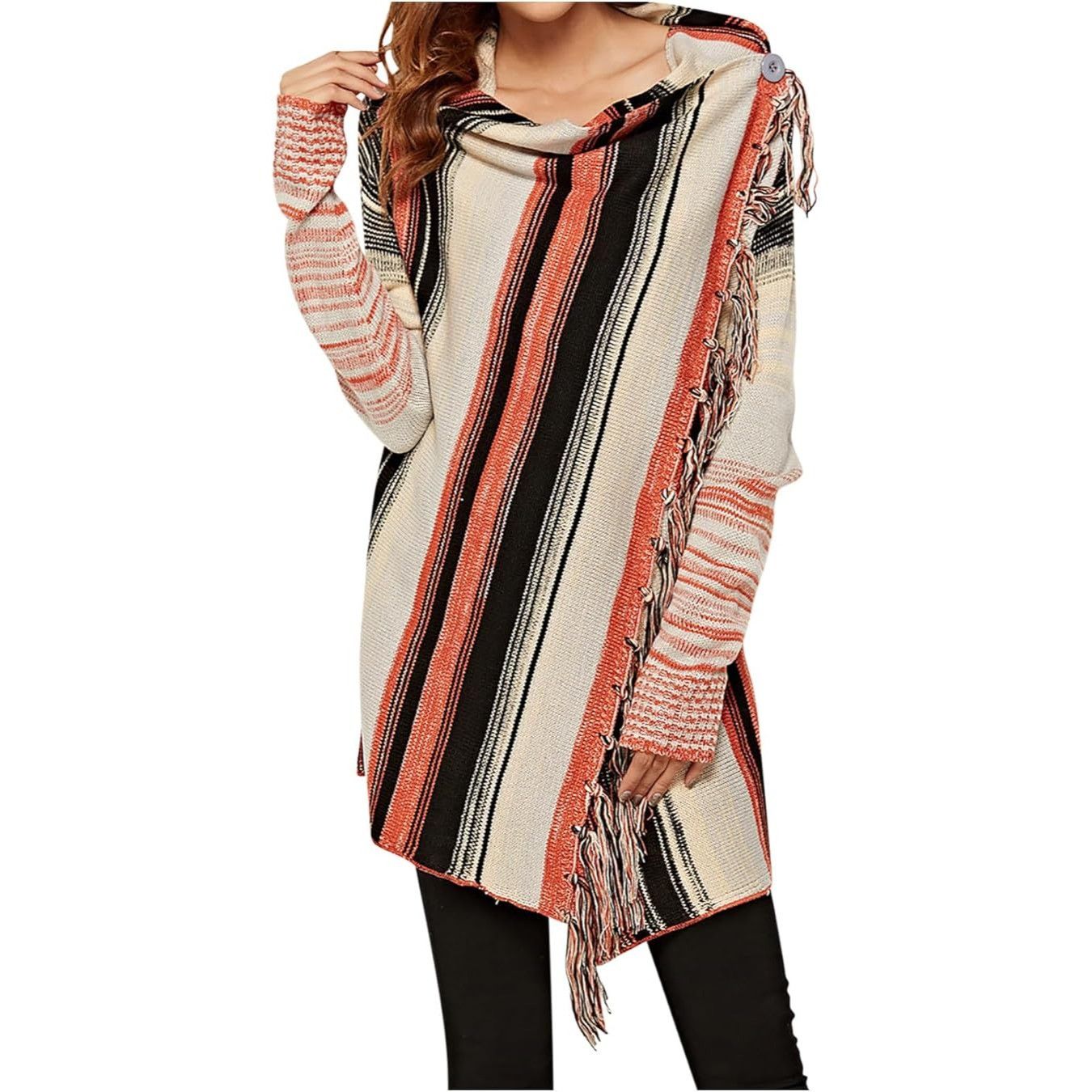 Other CCC Open Front Sweater Loose Fringe Long Wrap Knitted Cardig Size XL / US 12-14 / IT 48-50 - 7 Thumbnail