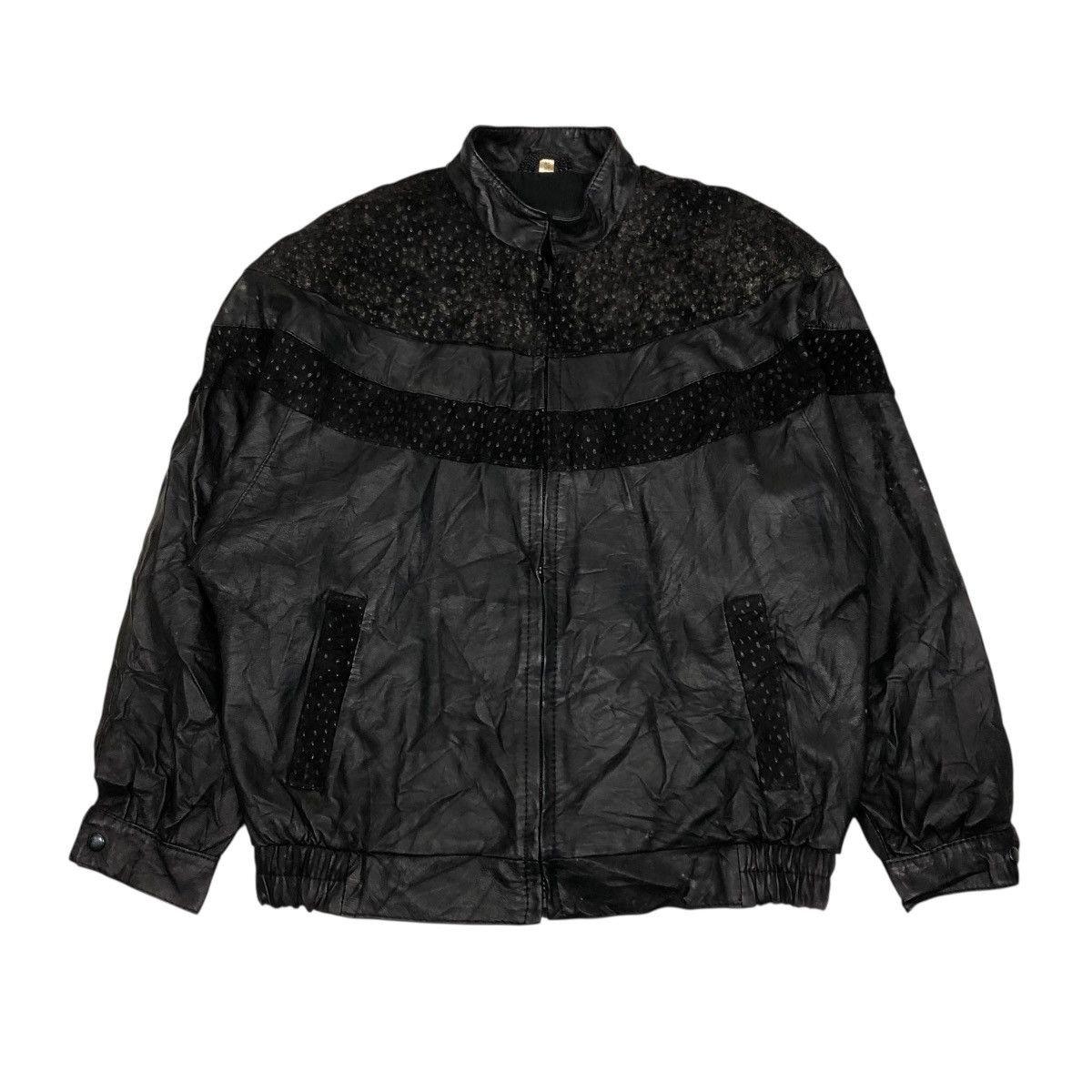 Genuine Leather 🔥VINTAGE UNBRANDED LEATHER BOMBER JACKET ISSEY MIYAKE Size US M / EU 48-50 / 2 - 1 Thumbnail