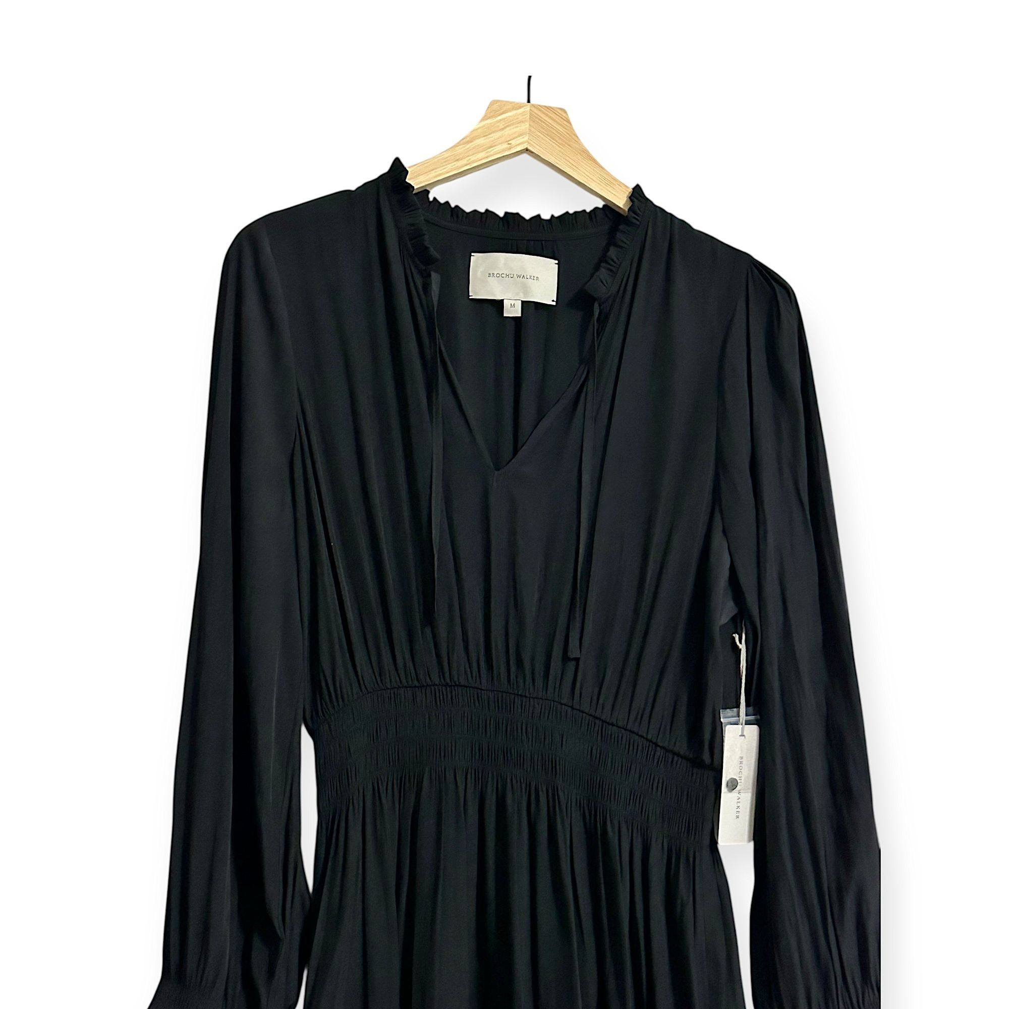Brochu Walker Brochu Walker The Olivia Smocked Dress, Black Onyx, Size M, Size M / US 6-8 / IT 42-44 - 9 Thumbnail