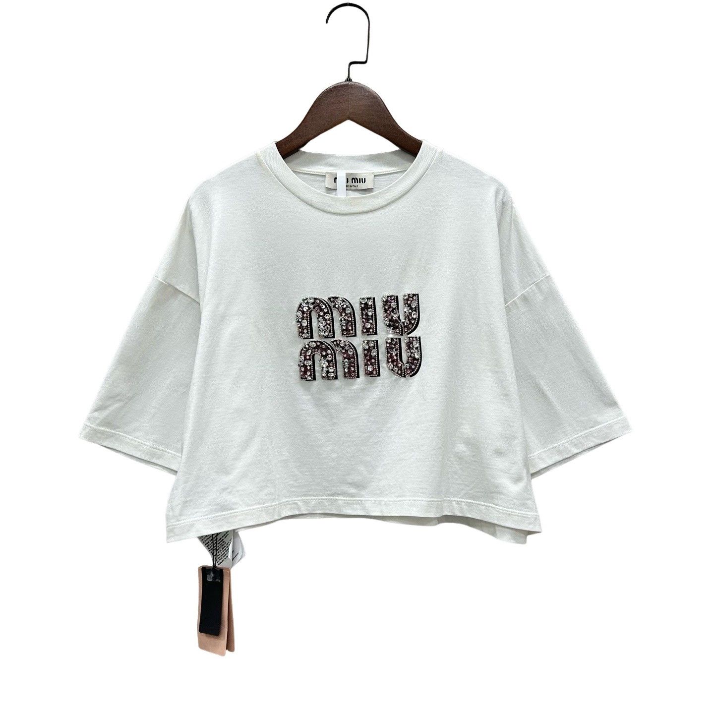 Miu Miu Miu Miu Crystal Logo T-Shirt Size S Size S / US 4 / IT 40 - 1 Thumbnail