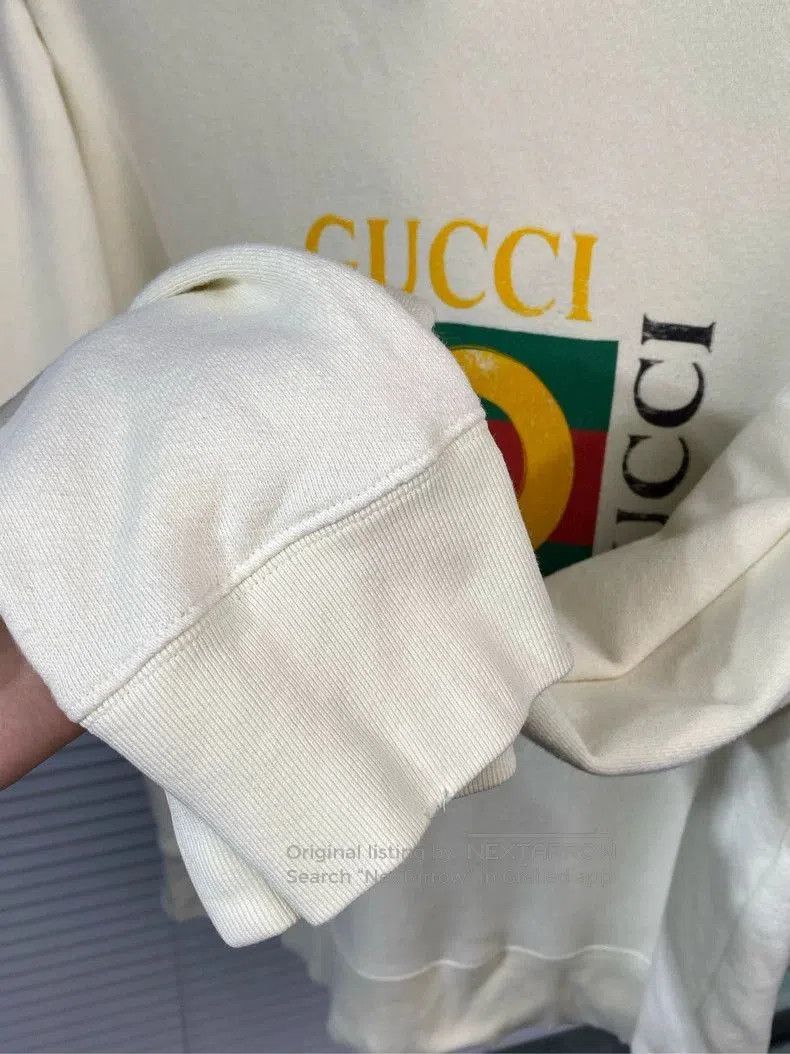 Gucci Gucci Distressed Logo Hoodie Beige M. Size US M / EU 48-50 / 2 - 5 Thumbnail
