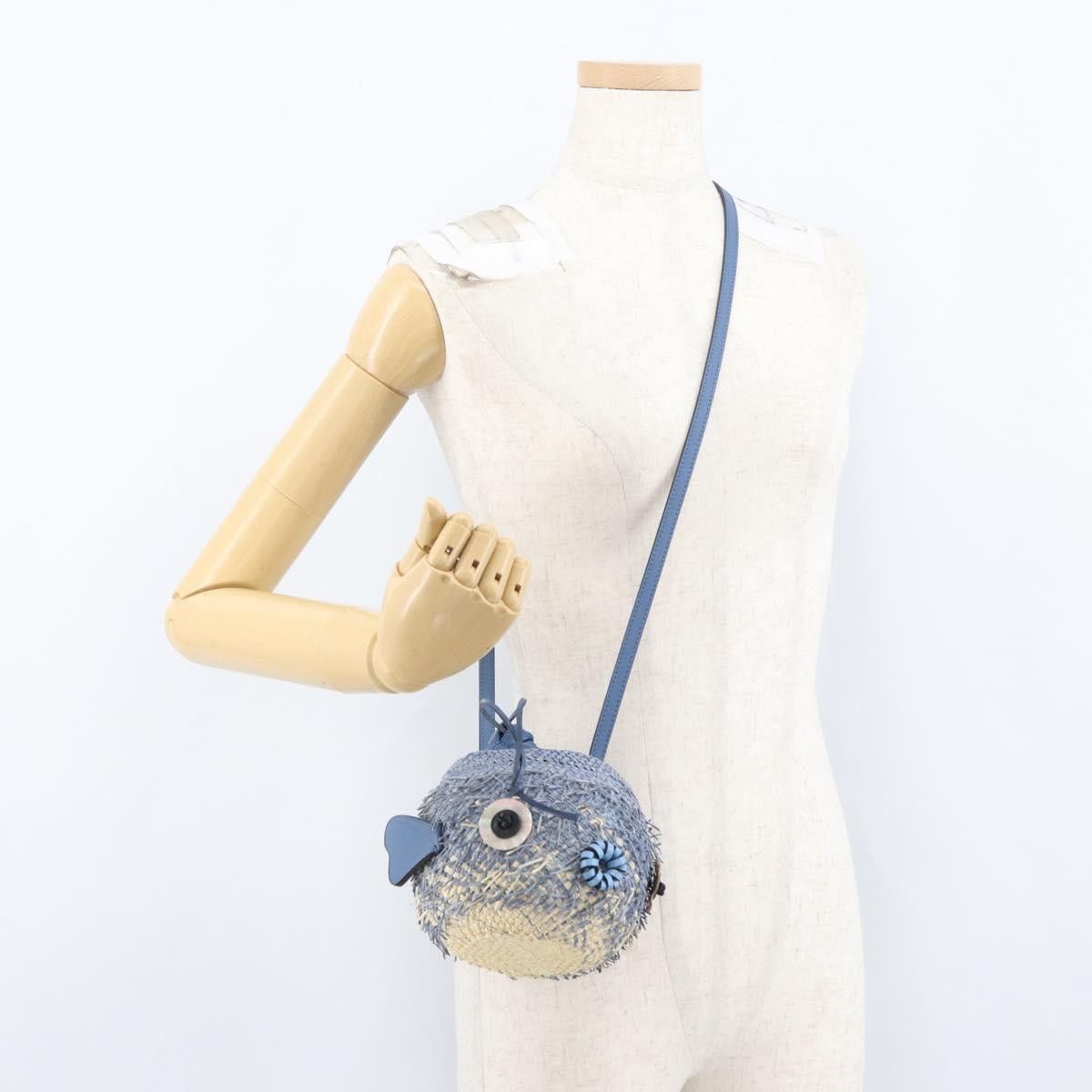 Loewe LOEWE Basket Bag Blow Fish Shoulder Bag Raffia Light Blue Size ONE SIZE - 24 Thumbnail