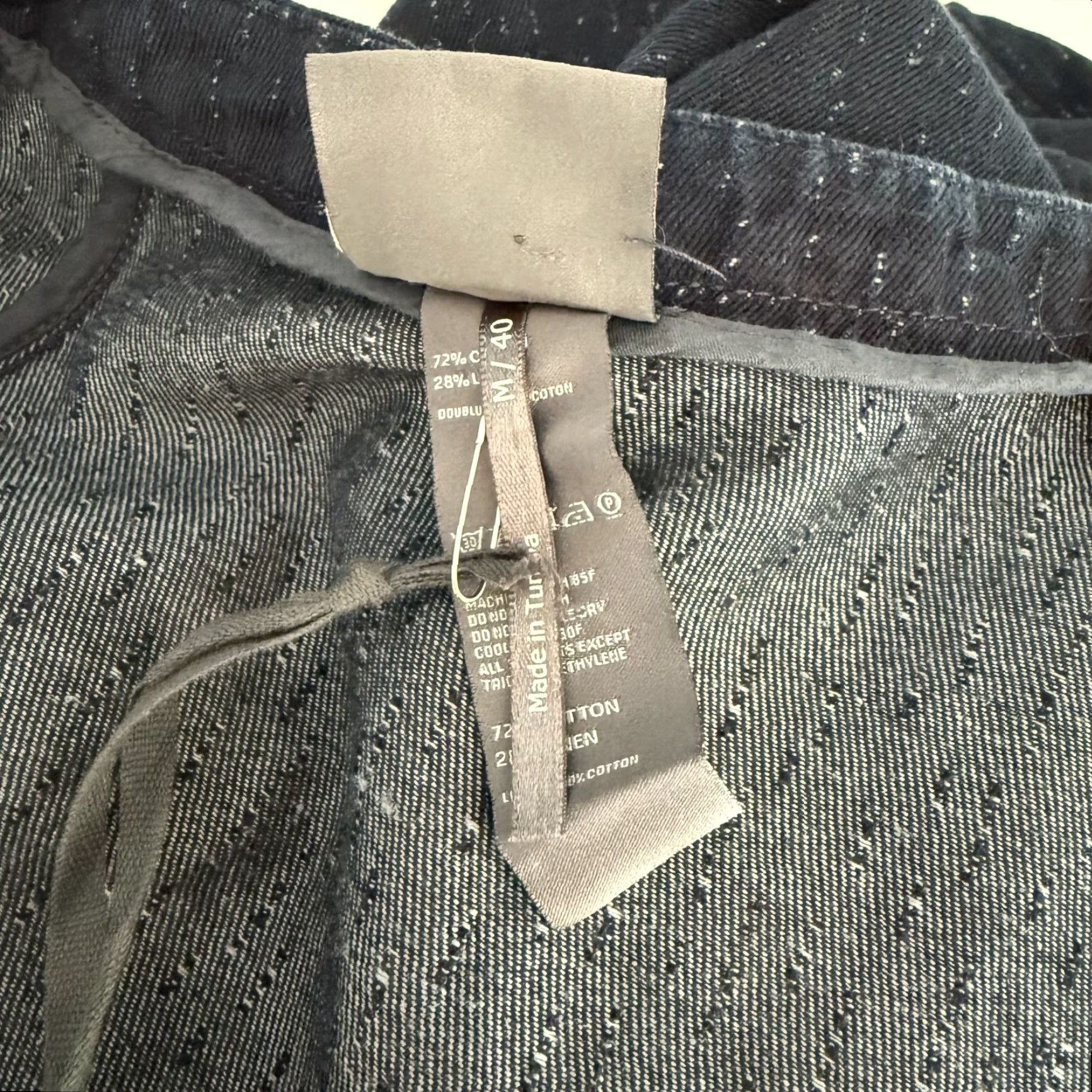 Denime LILITH Rinaldi Navy Denim Topper Jacket Cinched Waist Ties Lagenlook 40 M Navy Denim Topper Jacket Womens M 40 Blue Jacket Size S / US 4 / IT 40 - 7 Thumbnail