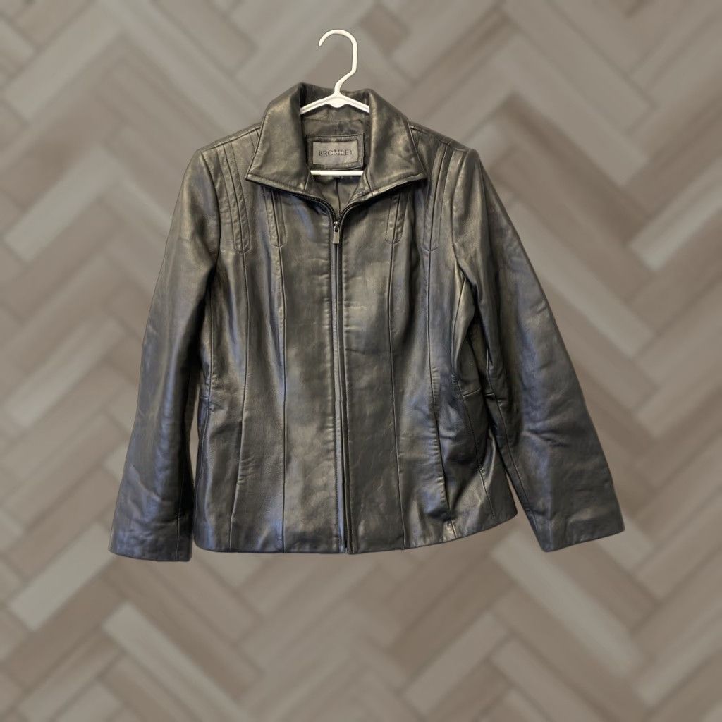 Vintage Bromley Weekend Womens Black Leather Blazer Jacket Long Sleeve L /53-46 Size L / US 10 / IT 46 - 1 Thumbnail