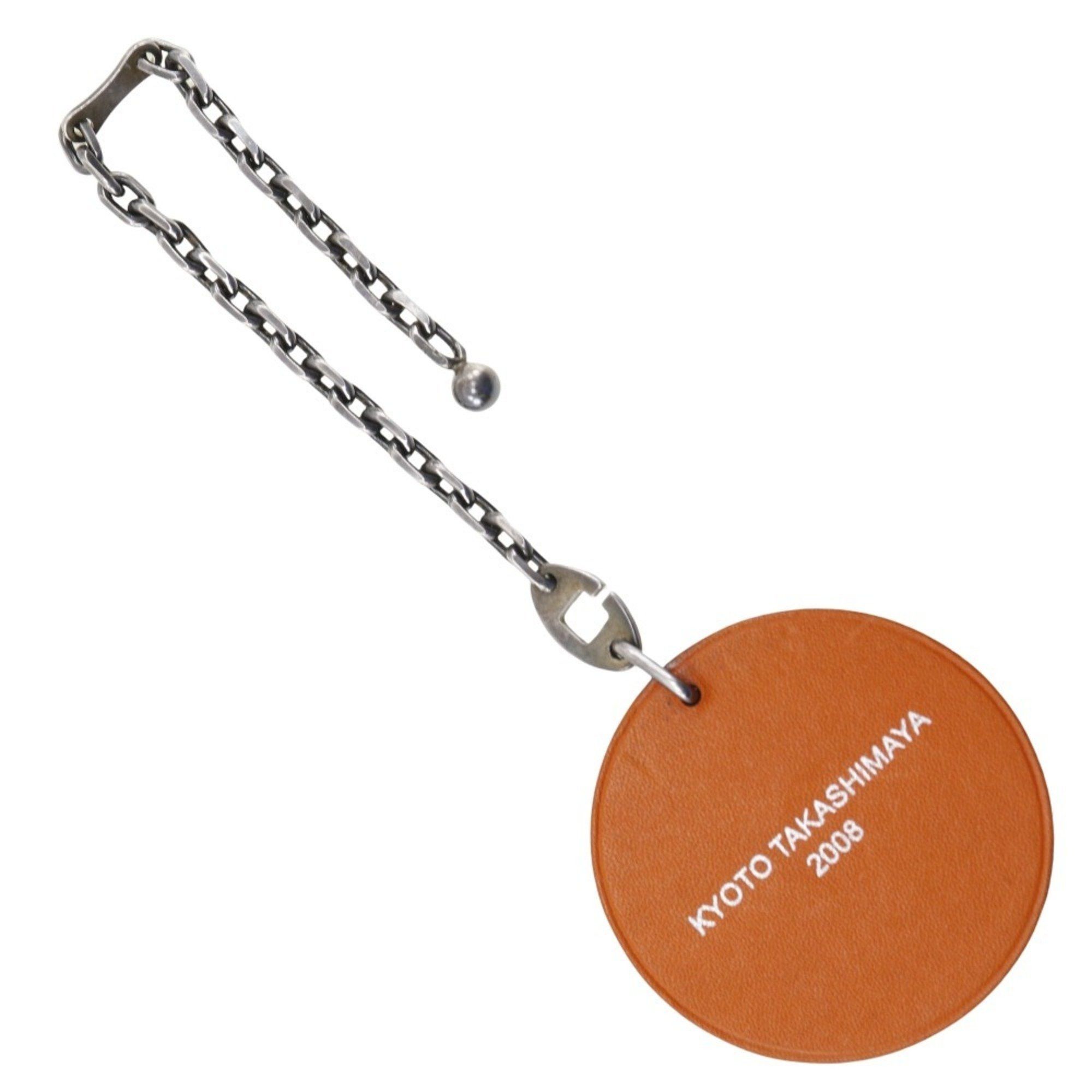 Hermes Hermes Takashimaya Limited Keychain KYOTO TAKASHIMAYA 2008 Key Charm Leather x Silver 925 Orange Unisex T191324239 Size ONE SIZE - 1 Thumbnail