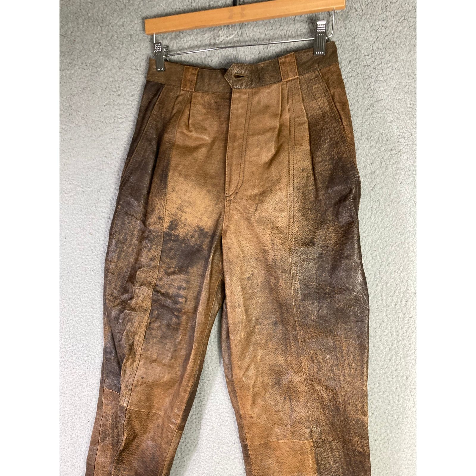 Vintage Women's Vintage Leather Pants Brown Size 8 80s International Size 30" / US 8 / IT 44 - 6 Thumbnail