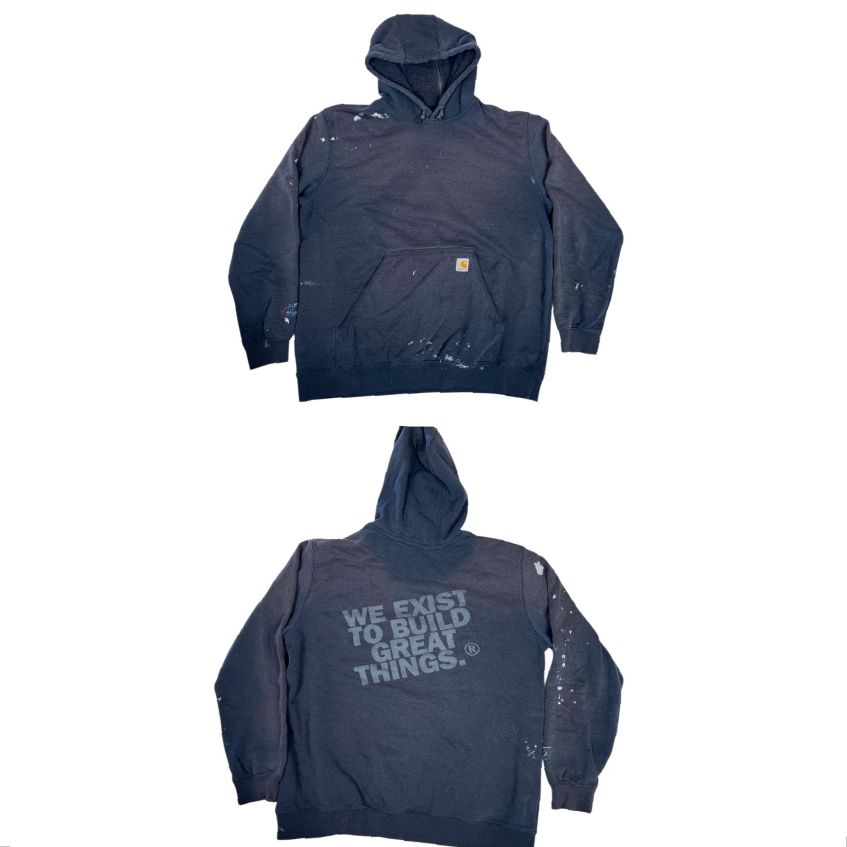 Carhartt VINTAGE Carhartt Hoodie Sweatshirt Mens XL Blue "We Exist To Build" Sun Faded Caveat: sun faded and stains throughout Size US XL / EU 56 / 4 - 2 Thumbnail