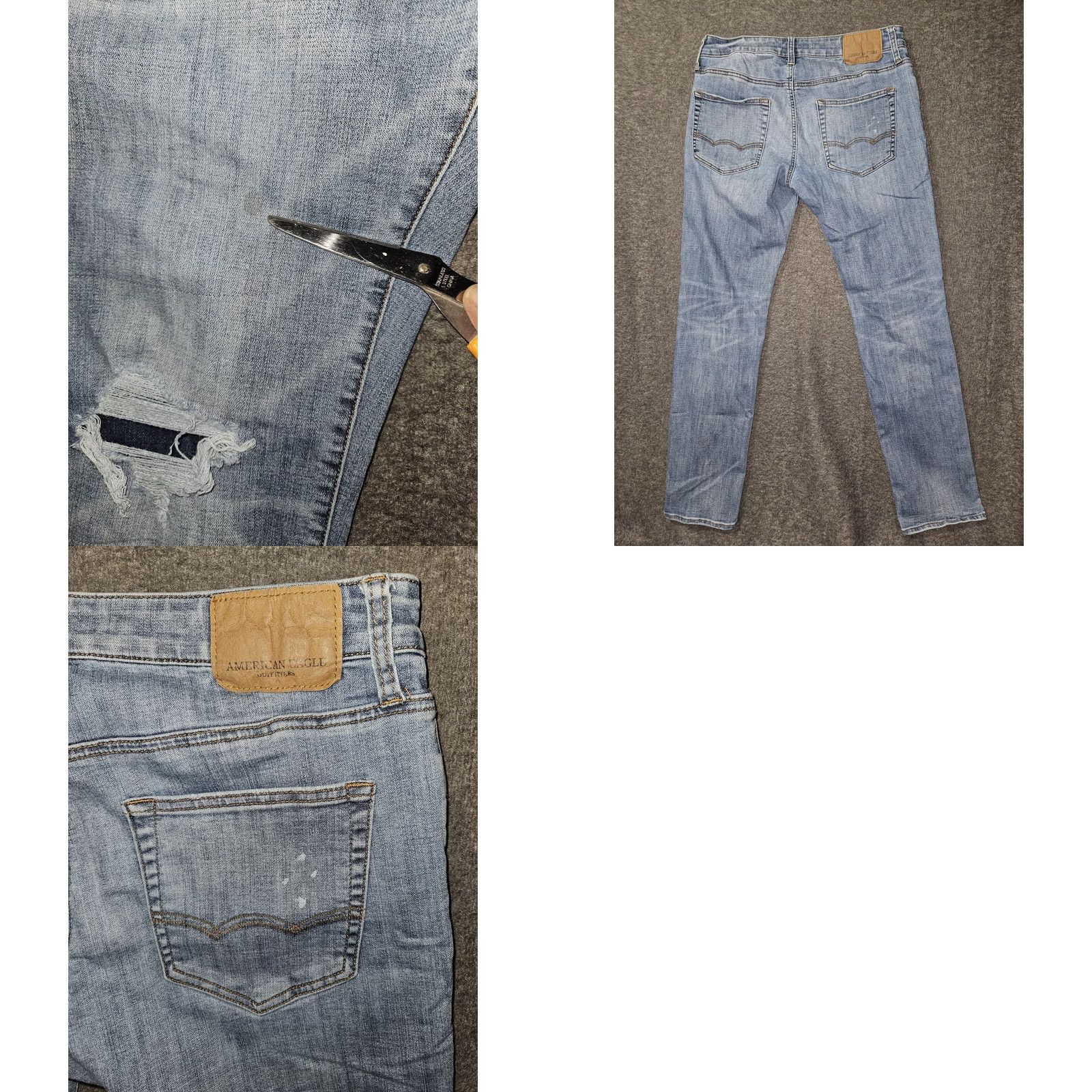 Vintage American Eagle Jeans Mens 32x32 Slim Straight Distressed Extreme Flex Denim Pant Size US 32 / EU 48 - 8 Thumbnail