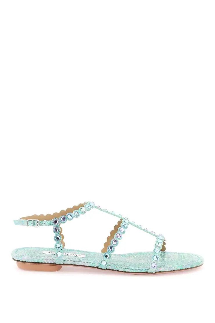 image of Aquazzura O1S22I1N0324 Tequila Sandals In Light Blue/green, Women's (Size 8)