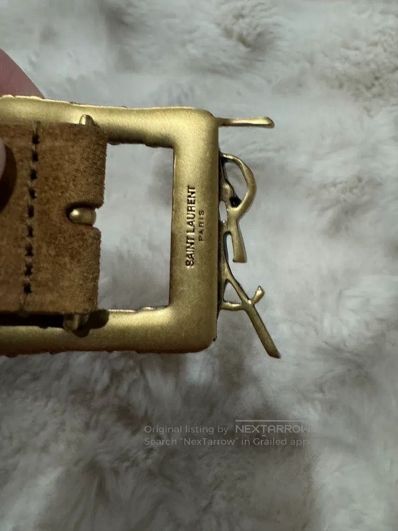 Saint Laurent Paris Saint Laurent Paris size 80 Golden Embossed Logo Belt Size ONE SIZE - 5 Thumbnail