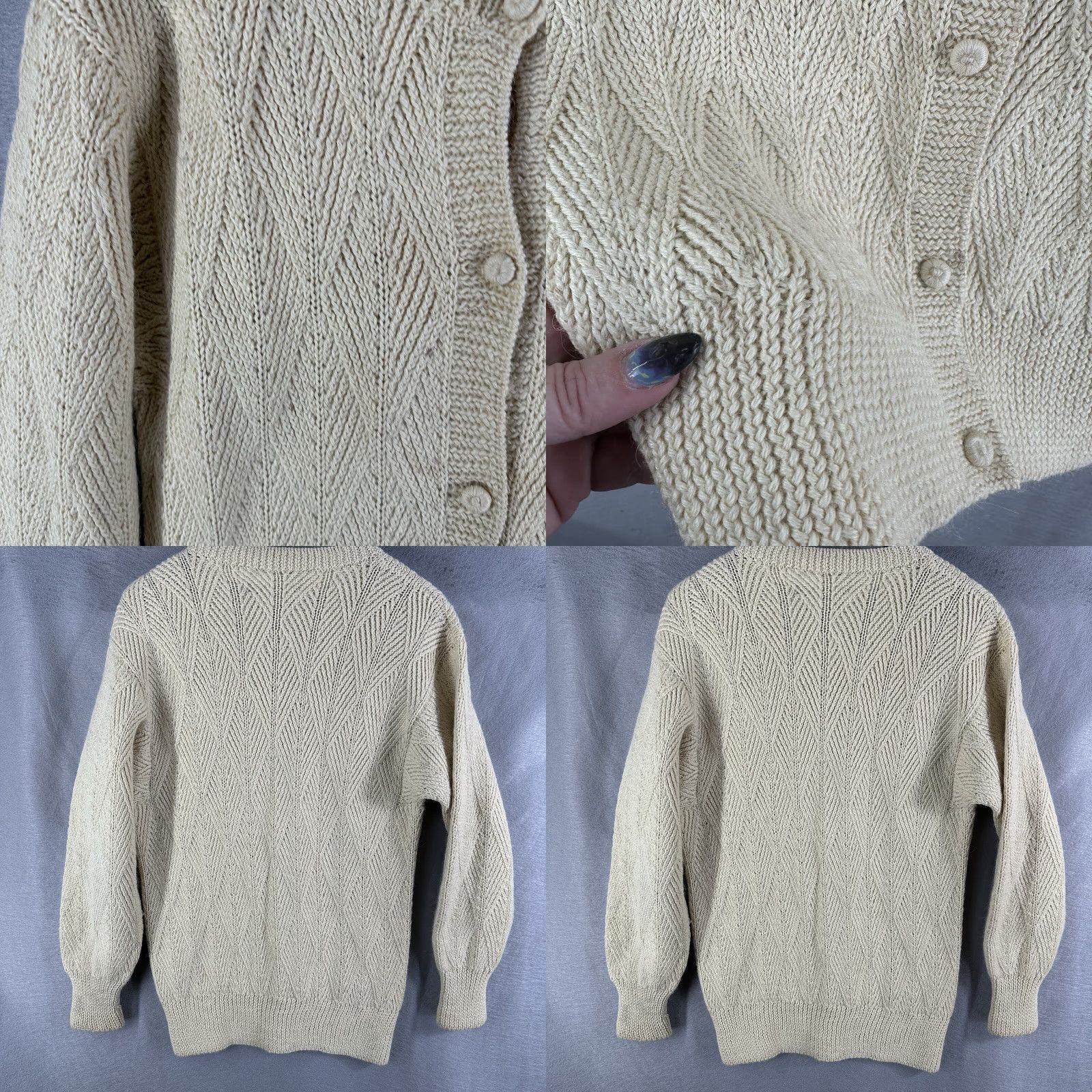 Vintage VINTAGE Hand-Knit 100% Alpaca Sweater Ivory Womens Medium Pullover Crew Neck Long Sleeve Boho Classic Size M / US 6-8 / IT 42-44 - 8 Thumbnail