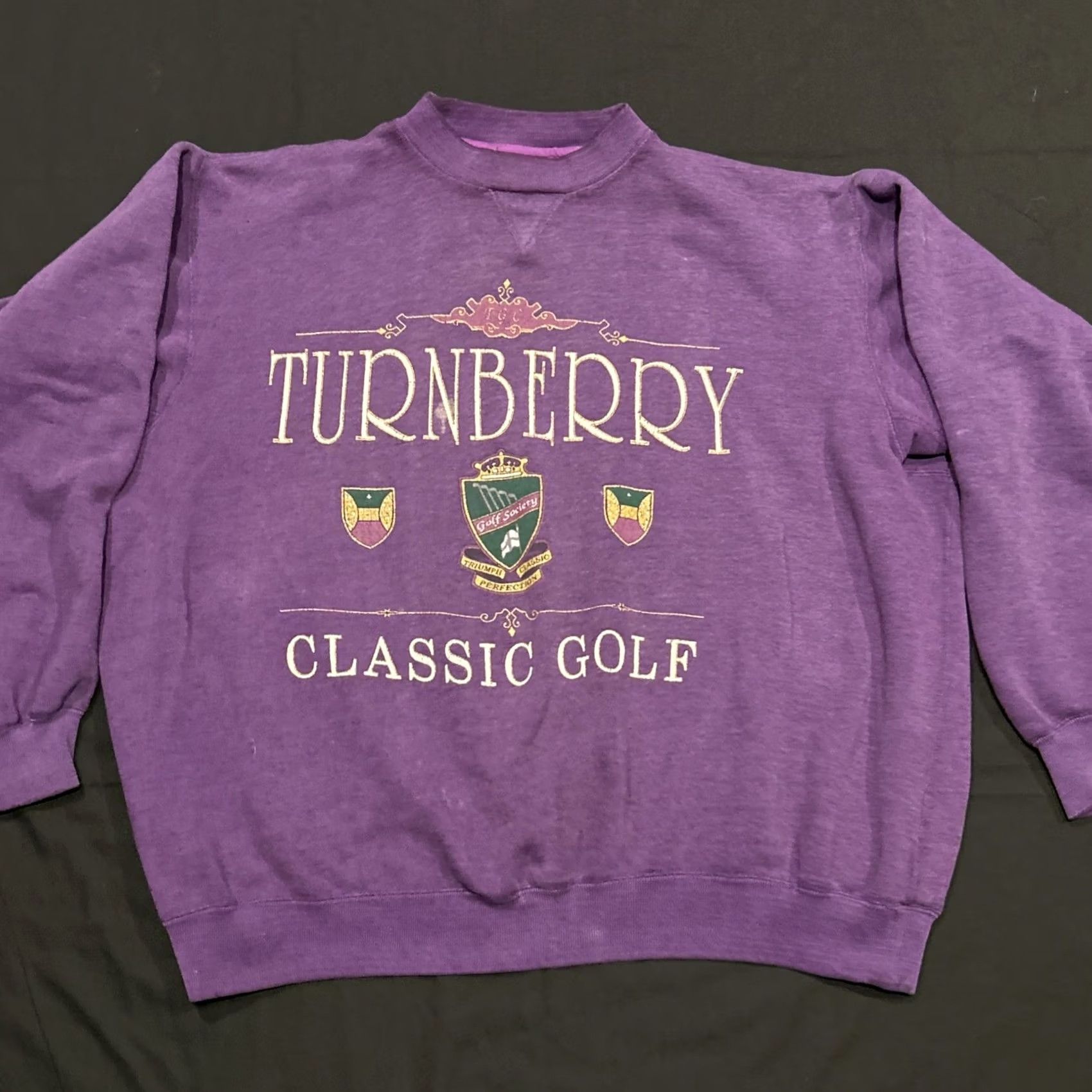 Vintage VINTAGE Galt Adult XL Purple Turnberry Classic Golf Sweater Pullover Mens XL Purple Graphic Print Knit Crew Neck Golf Medieval 90s Size US XL / EU 56 / 4 - 2 Thumbnail