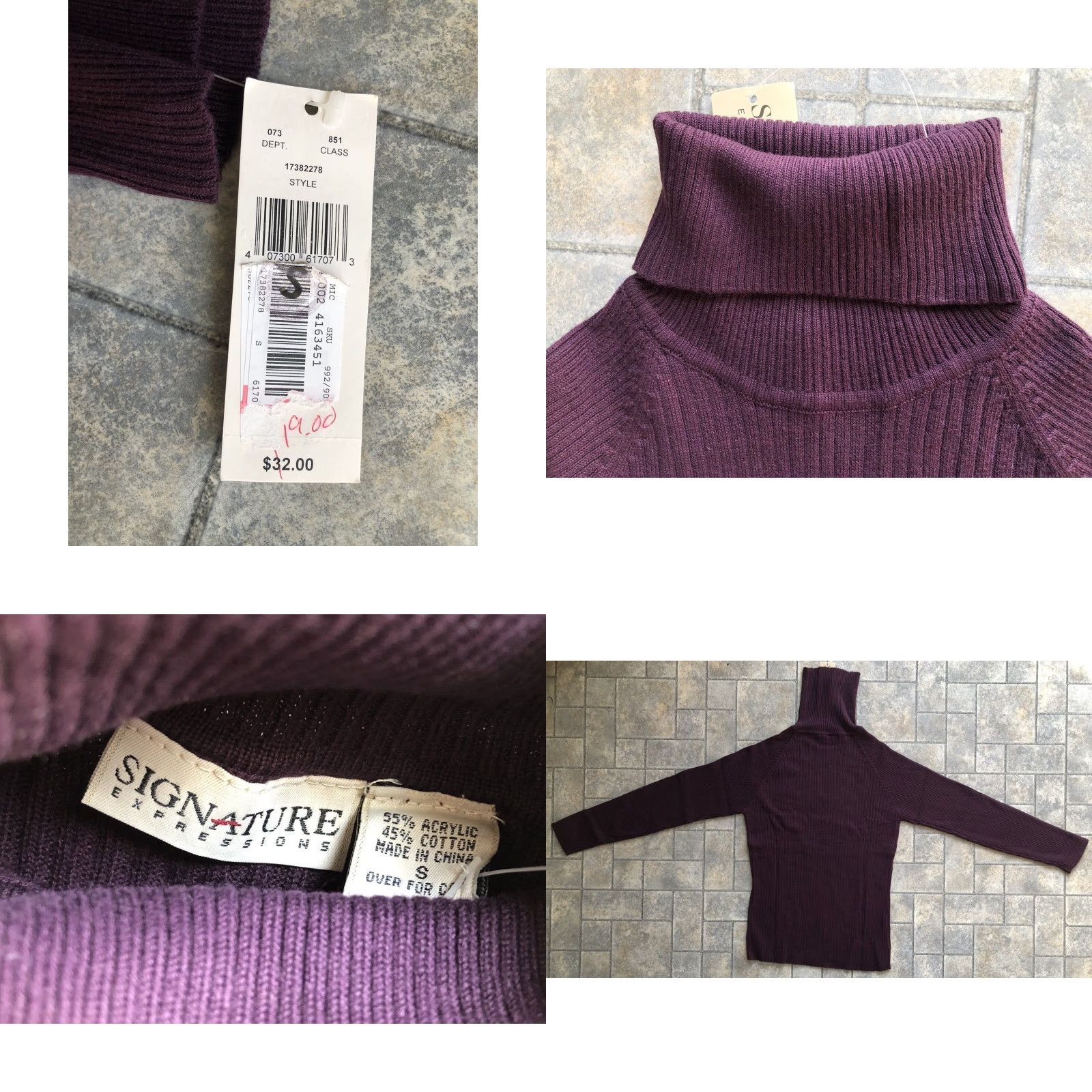 Vintage New Signature Expressions Sweater Womens Size S Turtleneck Acrylic Cotton Purple Size S / US 4 / IT 40 - 8 Thumbnail