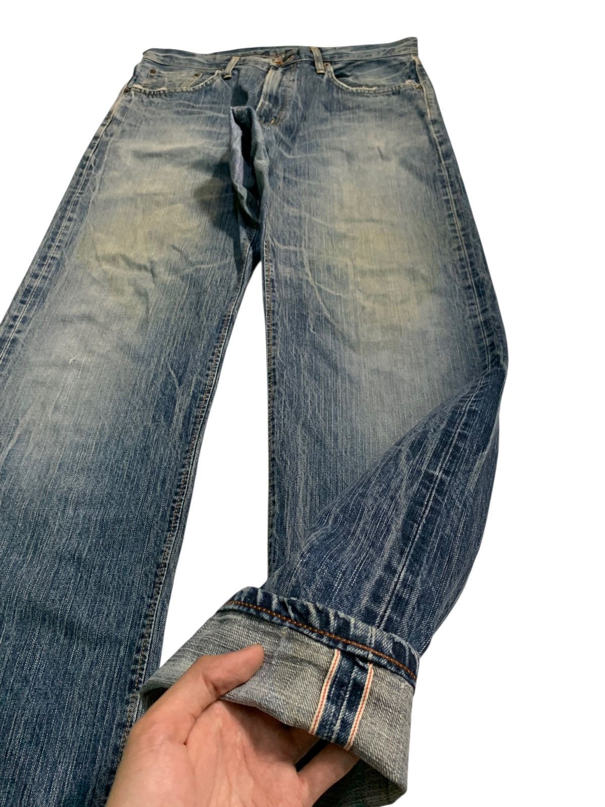 Japanese Brand VINTAGE EDWIN 505Z SELVEDGE RUSTY JAPANESE DISTRESSED DENIM Size US 35 - 5 Thumbnail