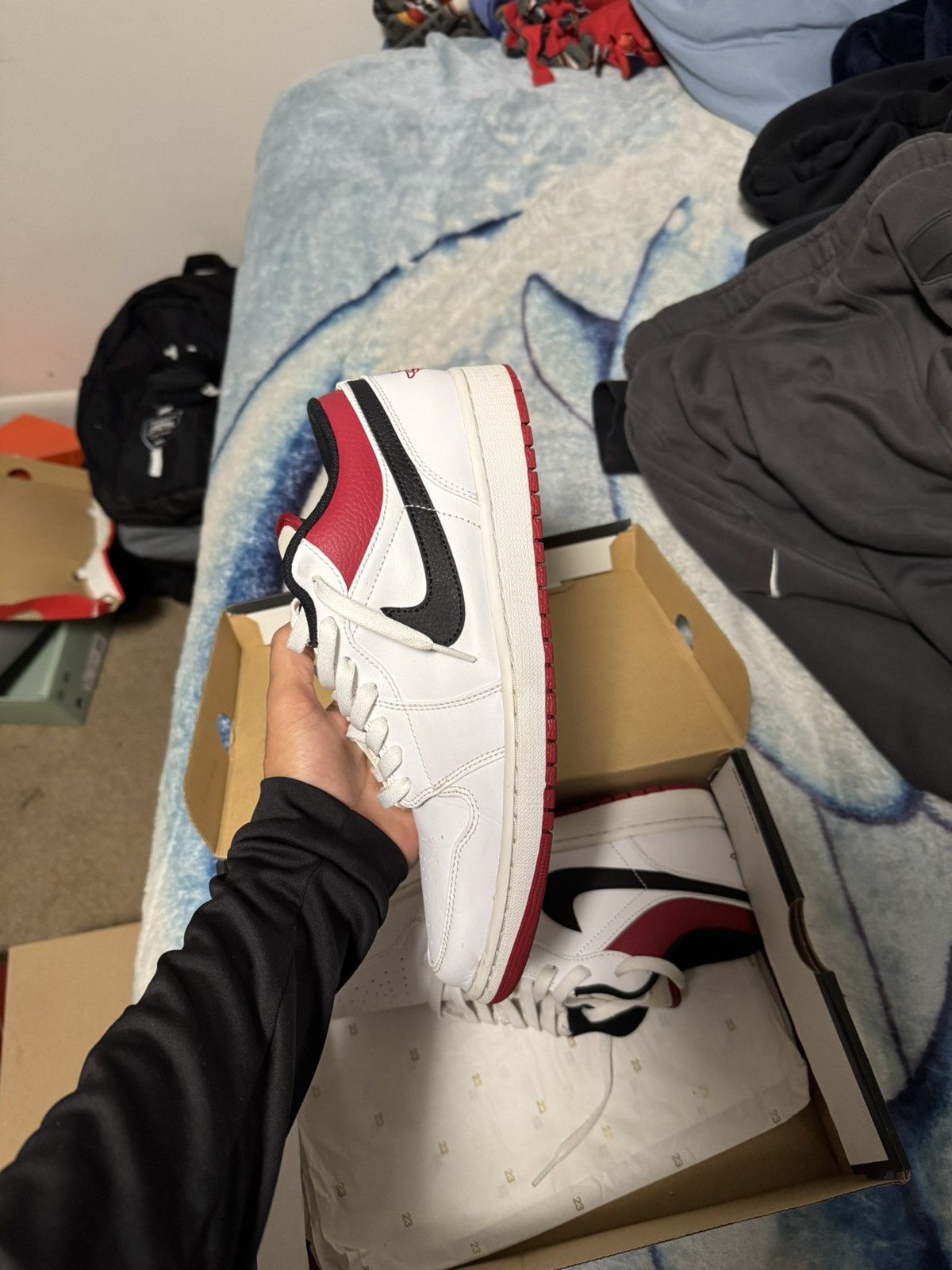 Jordan Brand Jordan 1 Low White University Red Size US 12 / EU 45 - 4 Thumbnail