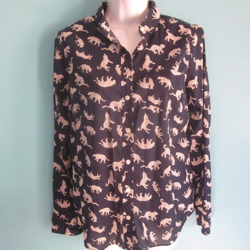 J.Crew J Crew Women’s Size S Blue Roaming Cheetah Print Button Up Shirt Size S / US 4 / IT 40 - 8 Thumbnail