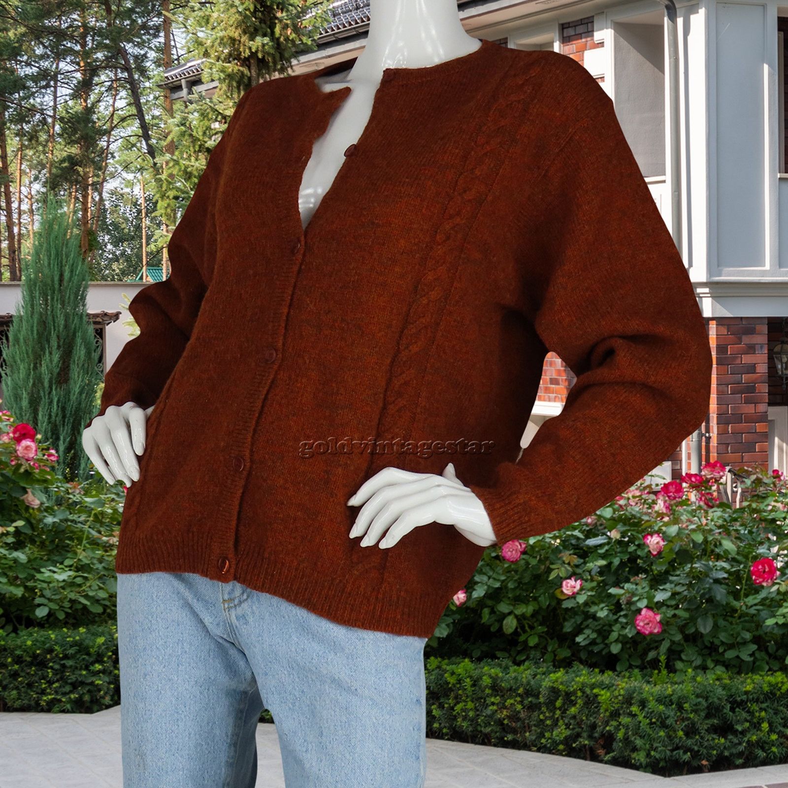 Other Orvis Braided Cable Knit Wool Cardigan Nordic Sweater L Size L / US 10 / IT 46 - 3 Thumbnail
