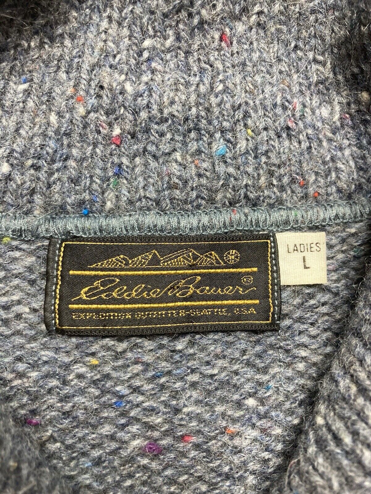 Eddie Bauer × Vintage Eddie Bauer knit sweater wool shawl collar flecked women’s S Size S / US 4 / IT 40 - 4 Thumbnail
