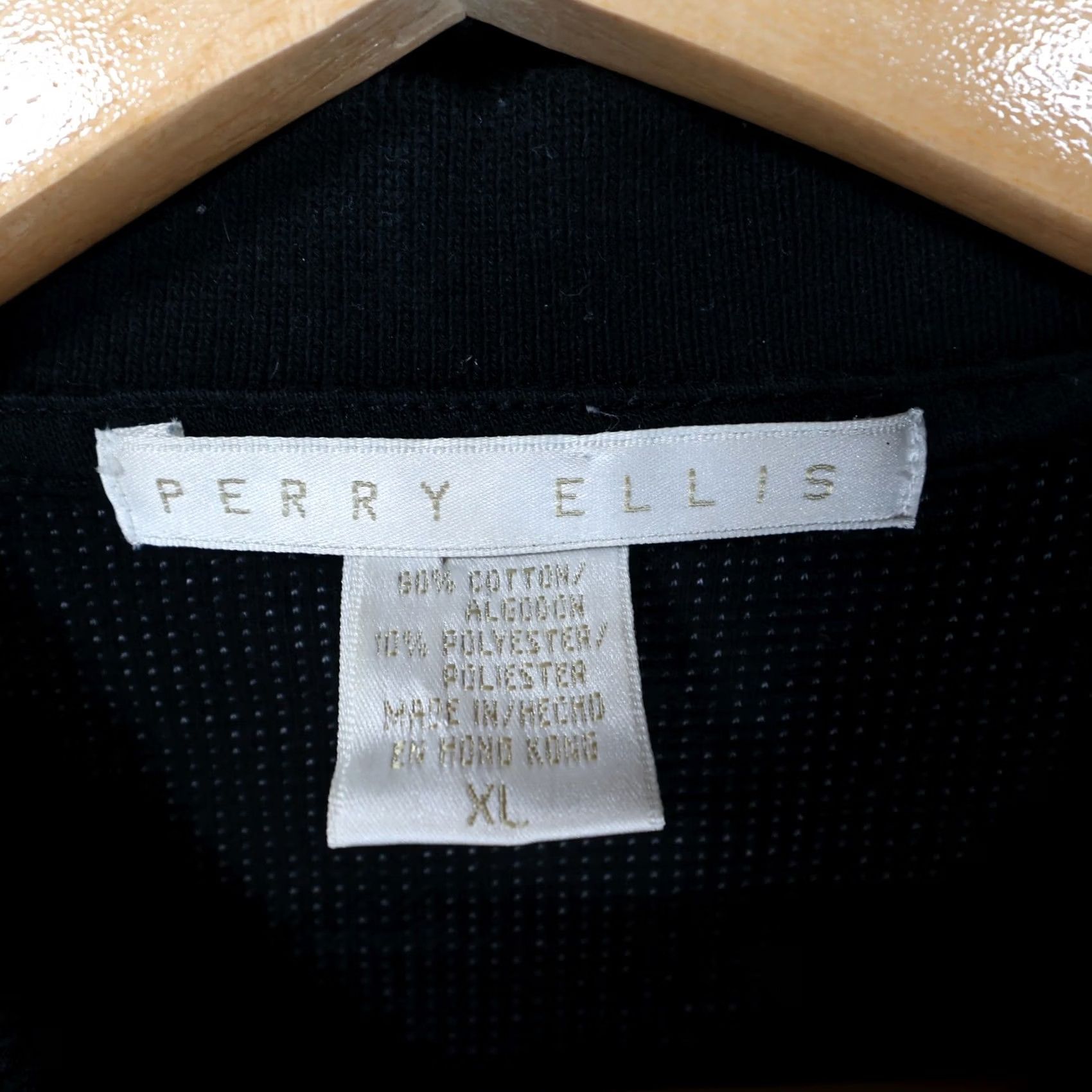 Perry Ellis Perry Ellis Polo Shirt Mens XL Black Textured Dotted Short Sleeve Size US XL / EU 56 / 4 - 7 Thumbnail