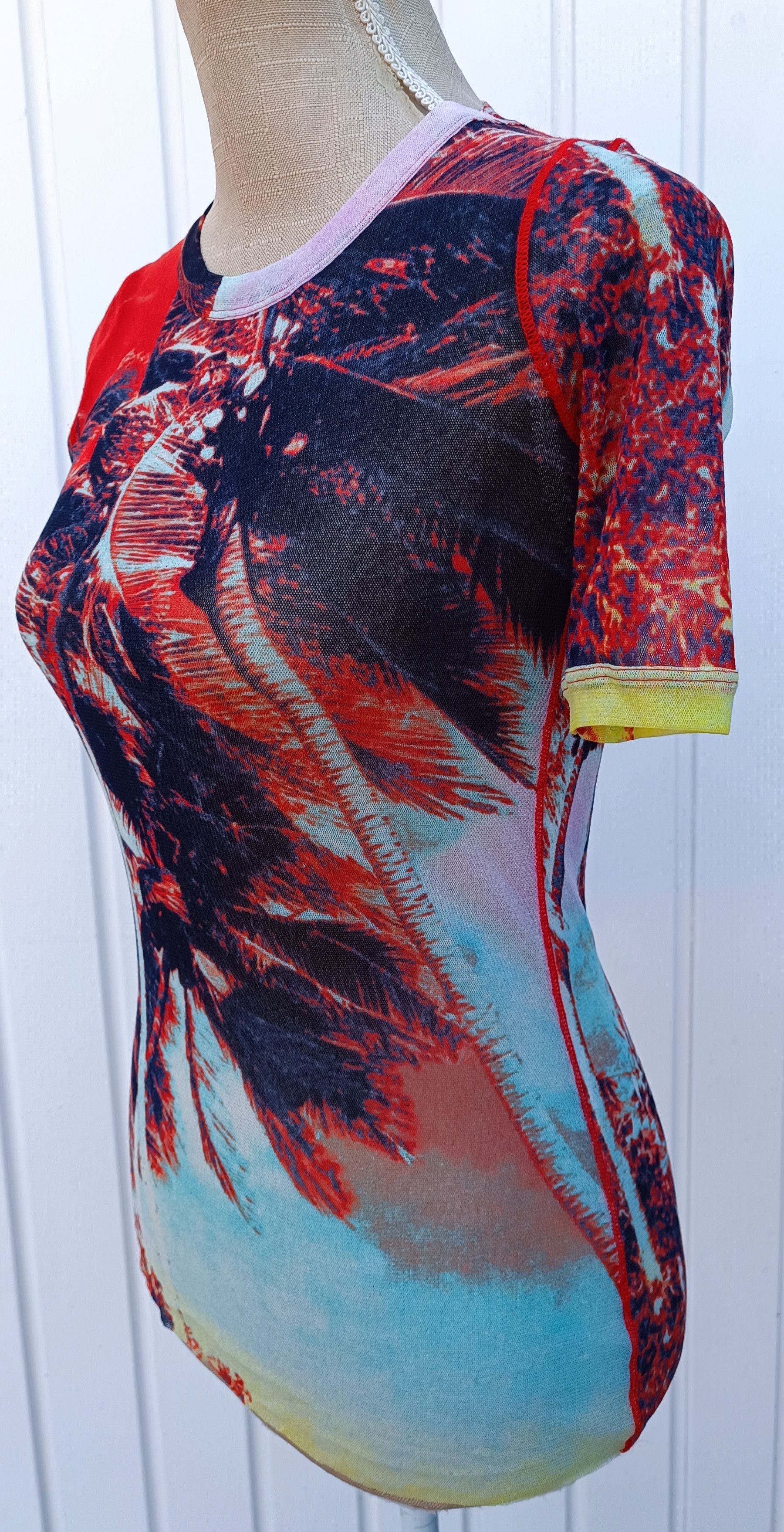 Jean Paul Gaultier Palm trees nylon mesh t-shirt Size US XS / EU 42 / 0 - 3 Thumbnail