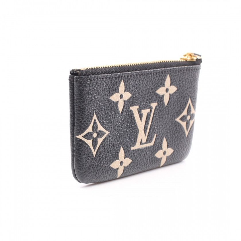 Louis Vuitton Pochette Bicolor Monogram Coin Case Black Beige