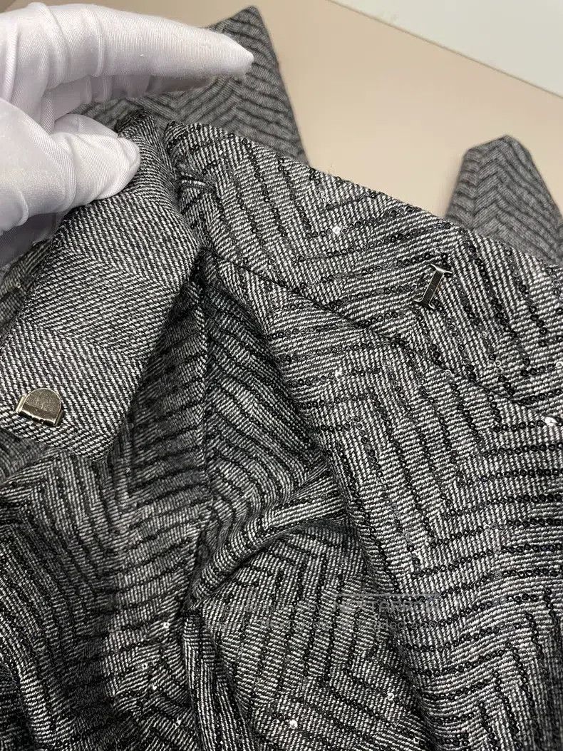 Brunello Cucinelli Brunello Cucinelli Dark Gray Sequined Wool Suit Pants Size 28" / US 6 / IT 42 - 8 Thumbnail