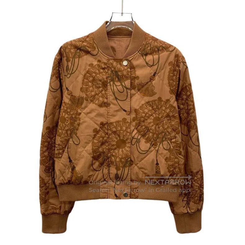 Hermes Hermes Brown Printed Cotton Single-Breasted Two-Way Wear B Size XS / US 0-2 / IT 36-38 - 1 Thumbnail