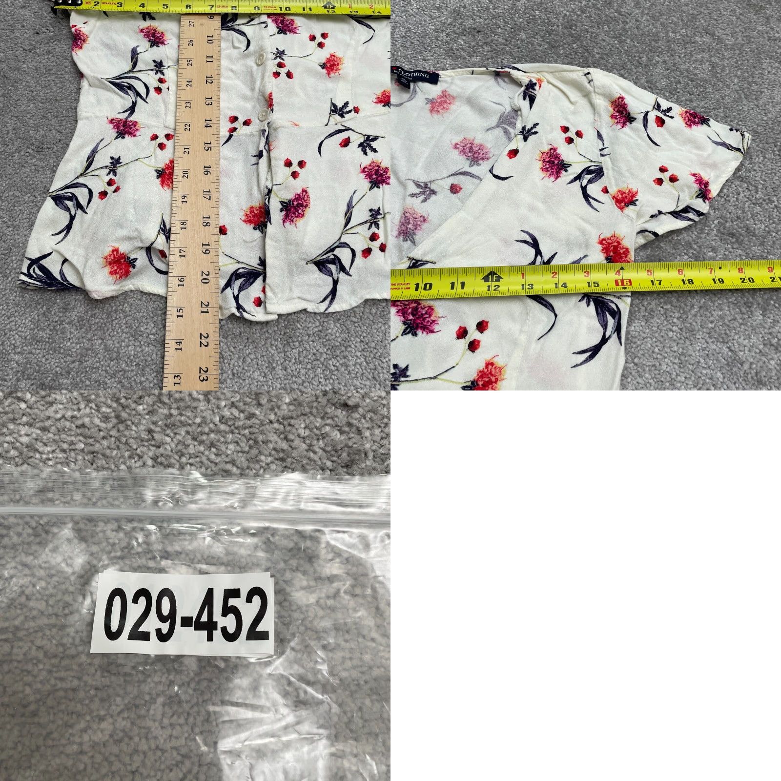 Acme Clothing One Clothing Button Up Dainty Floral Top Womens Small White Short Sleeve V-Neck Size S / US 4 / IT 40 - 8 Thumbnail