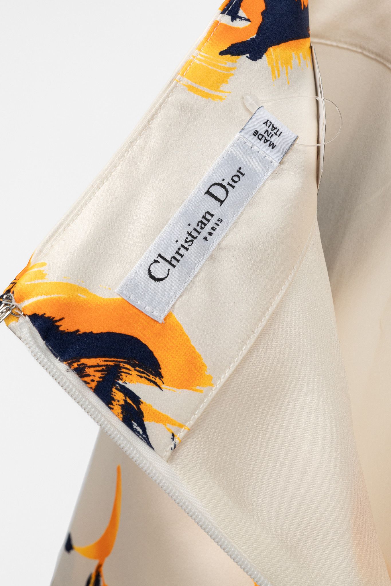 Dior Christian Dior White Silk Floral-Print Pencil Skirt Size 32" / US 10 / IT 46 - 8 Thumbnail
