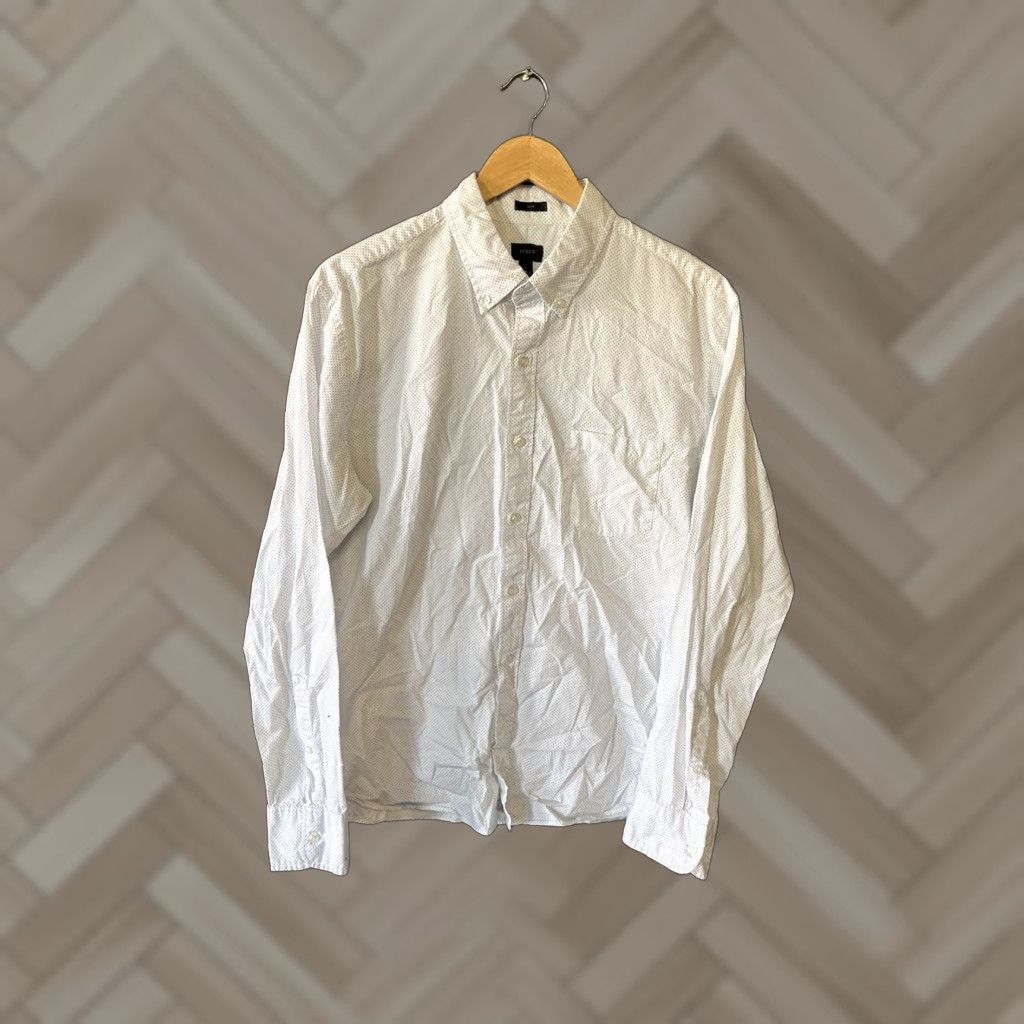 J.Crew J.CREW Shirt Mens White Long Sleeve Button-Up Slim Fit Size L Size 42R - 1 Thumbnail
