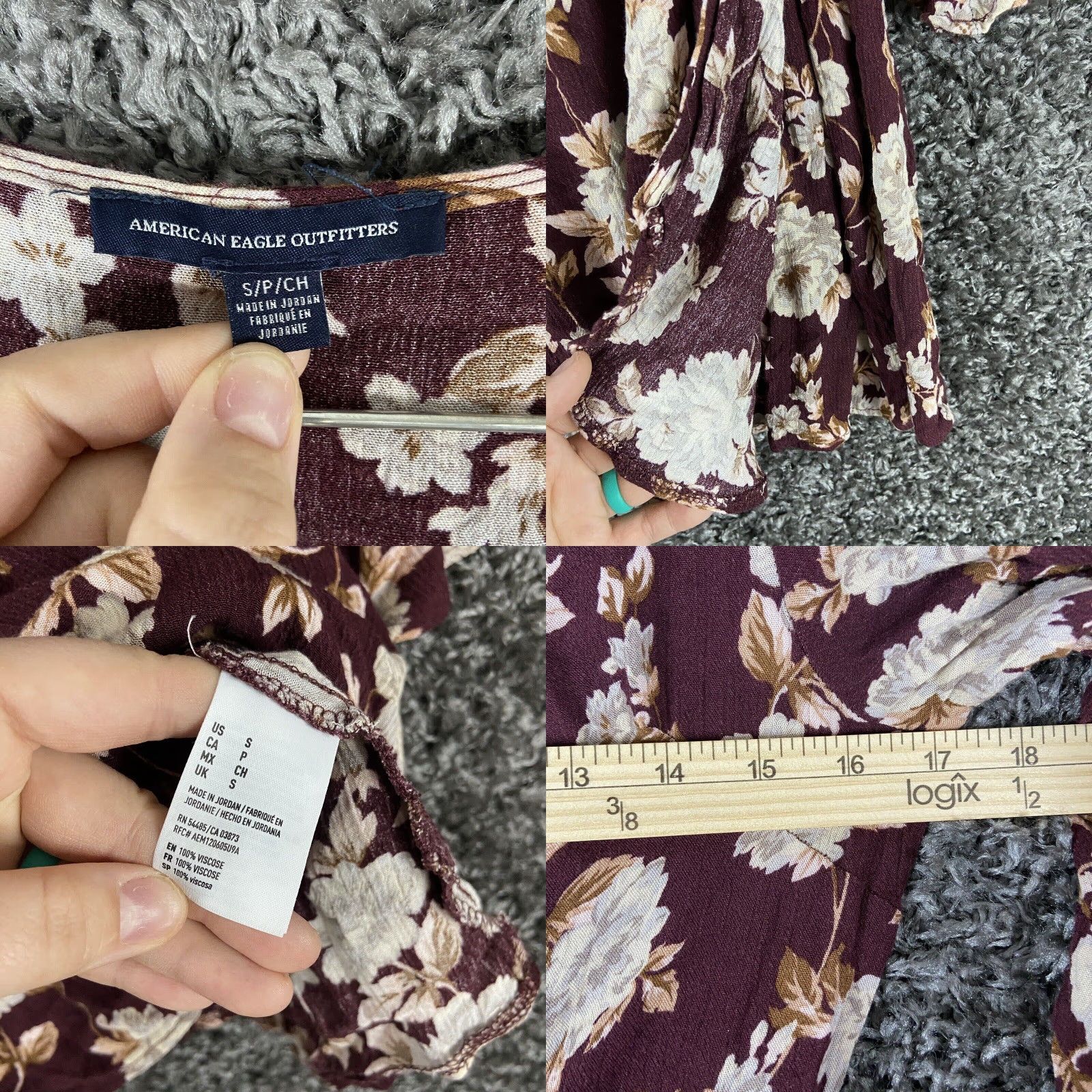 American Eagle Outfitters American Eagle Bohemian Floral Bell Sleeve Blouse Women's Small Red Size S / US 4 / IT 40 - 8 Thumbnail