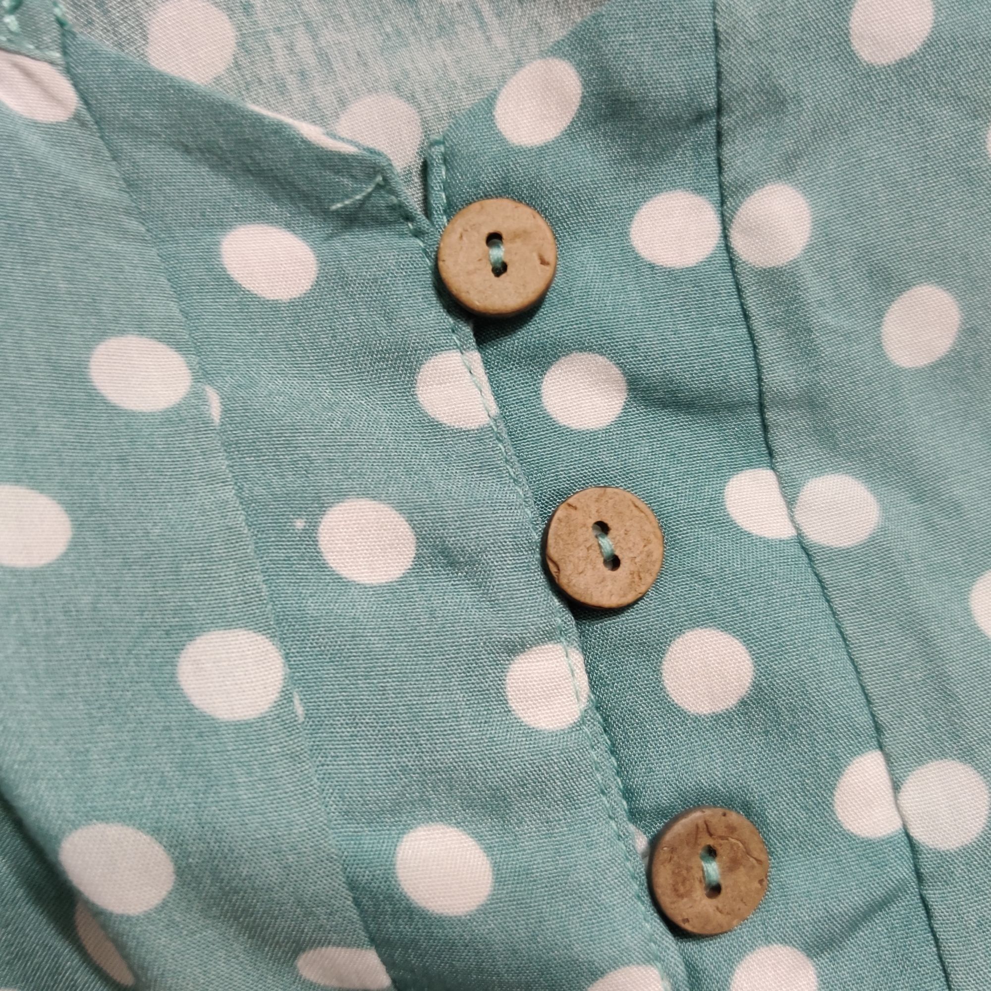 Other Polka Dot Midi Dress Boho Cottagecore Sundress Flowy Button- Size L / US 10 / IT 46 - 3 Thumbnail