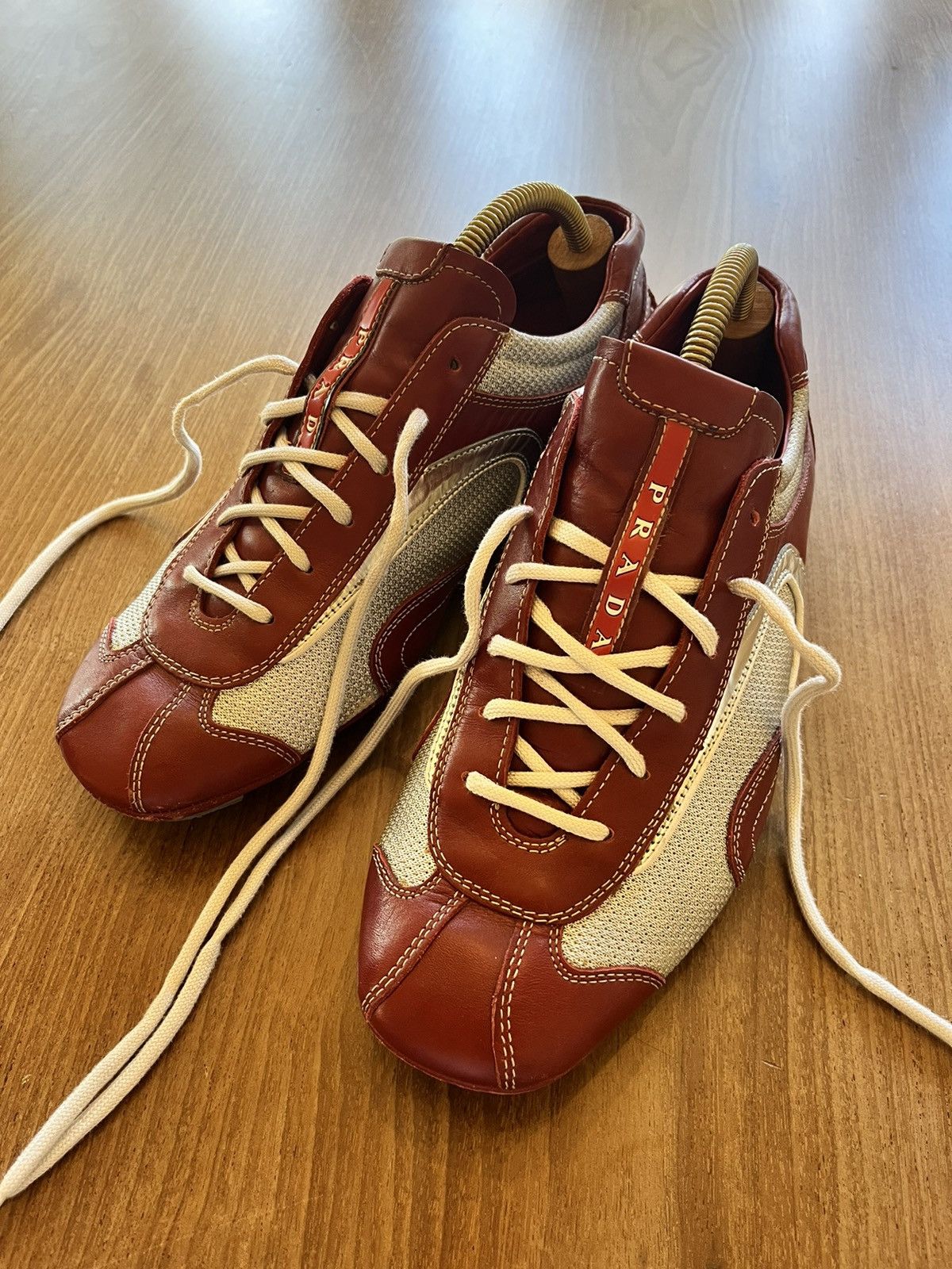 image of Prada Sport Mens Driving Sneakers Y2K Red/ Silver Us 9.5