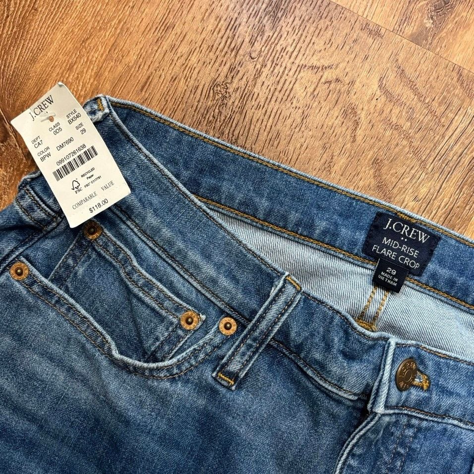 J.Crew NWT J.Crew Flare Crop Mid Rise Jean All Day Stretch Size 29 Size 29" - 5 Thumbnail