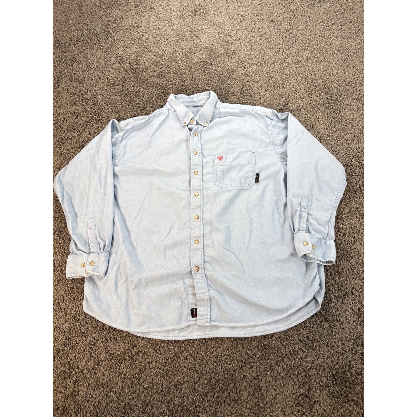 Ariat Ariat Work FR Shirt Mens 3XL Blue Flame Resistant CAT 2 Button Up Safety Shirt Size US XXL / EU 58 / 5 - 2 Thumbnail