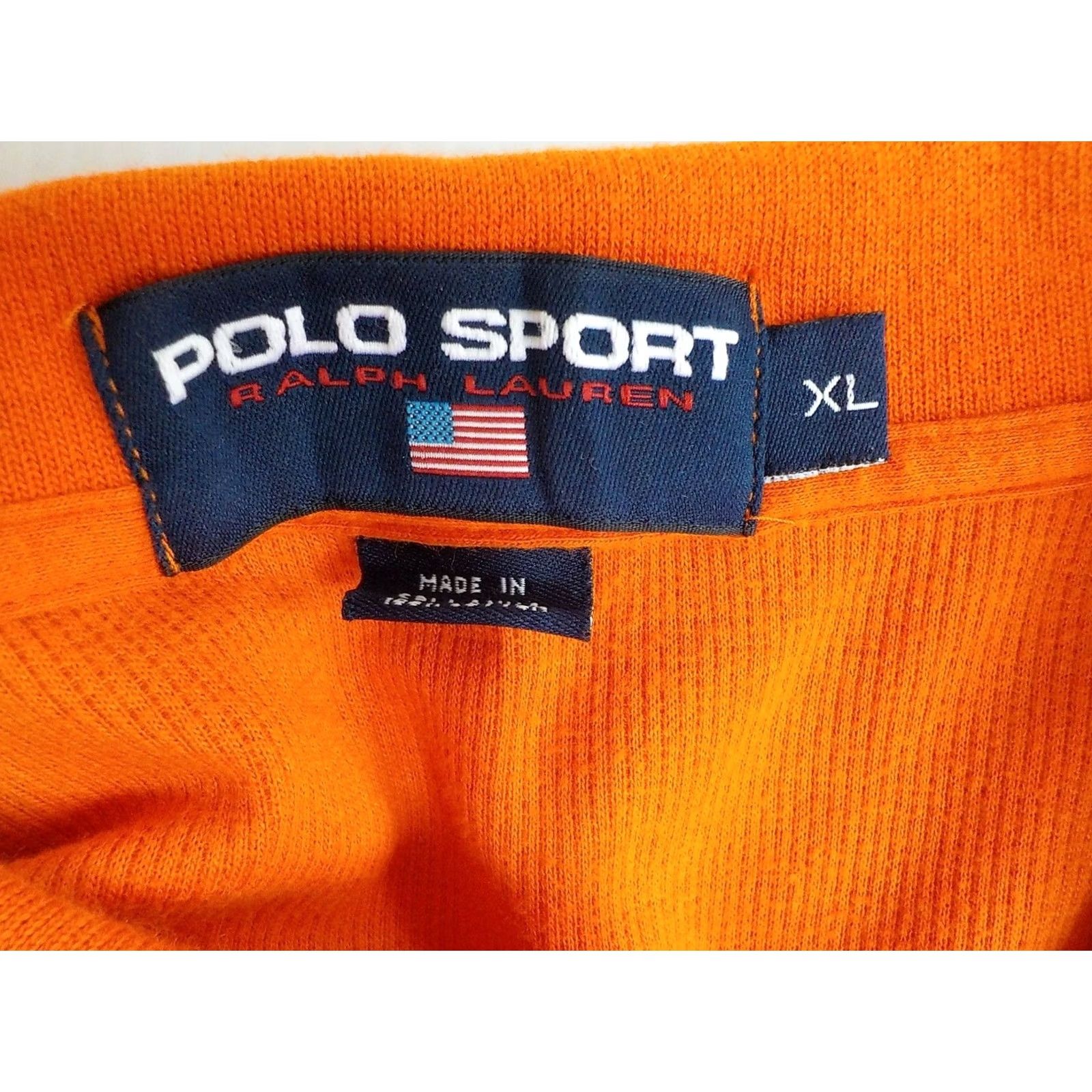 Vintage Polo Sport LS Polo/Rugby Shirt Orange XL Men's Polo Sport Embroidered Spellout Left Breast with Flag 100% Cotton Size US XL / EU 56 / 4 - 5 Thumbnail