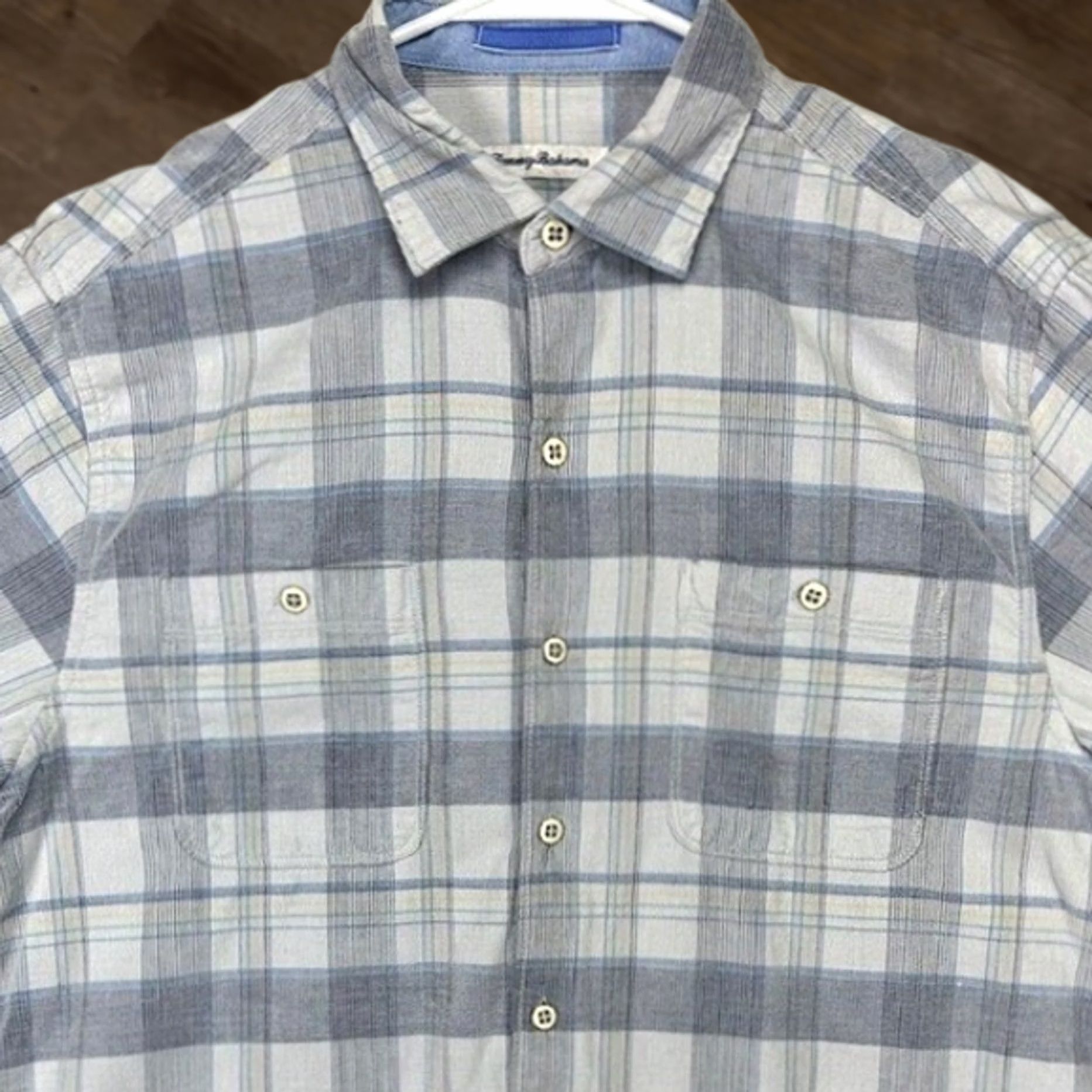 Tommy Bahama Tommy Bahama Button Up Shirt Mens Medium Grey Plaid Long Sleeve Pockets Size US M / EU 48-50 / 2 - 1 Thumbnail